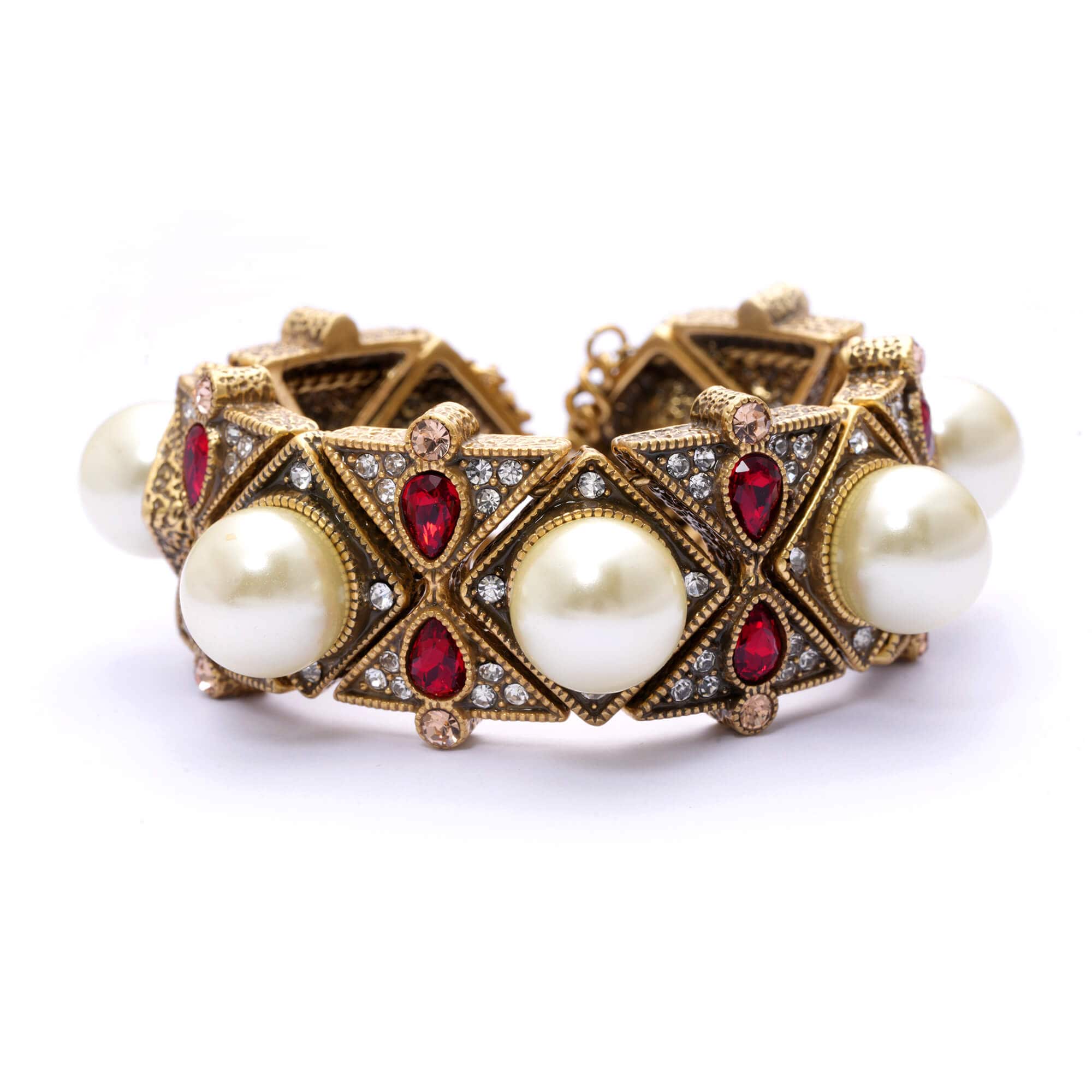 Brass Bracelets, Imported Crystal Pearls Imported Austrian Rhinestones, Imported Austrian Crystal, Russian Genuine Gold