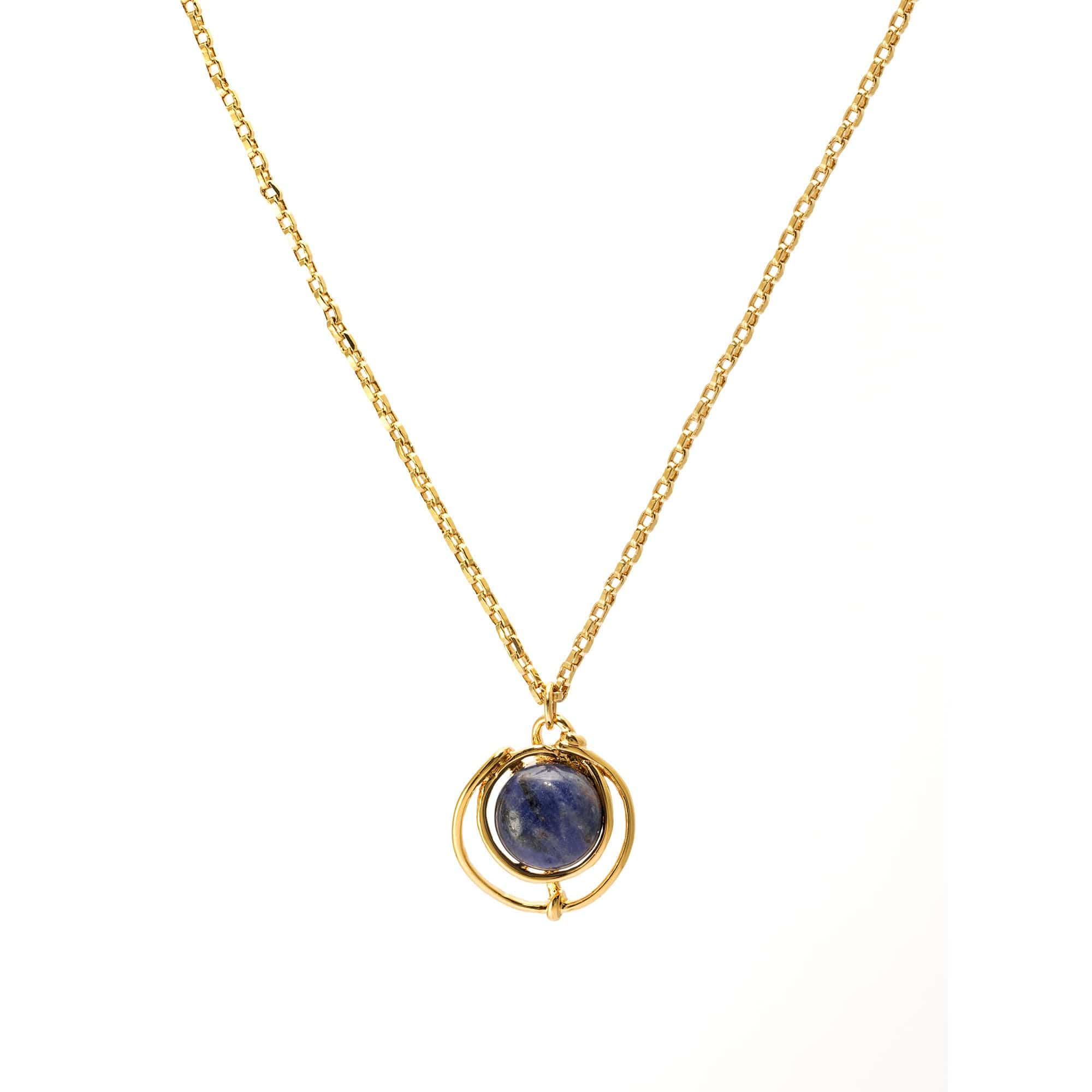 Necklace alloy blue sand stone plated real gold