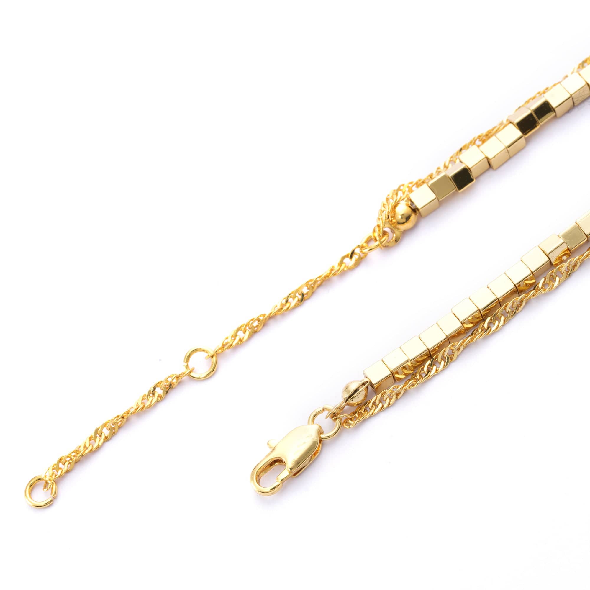Brass Plated Necklaces, White Crystal Dipped Color, Electroplated Genuine Gold