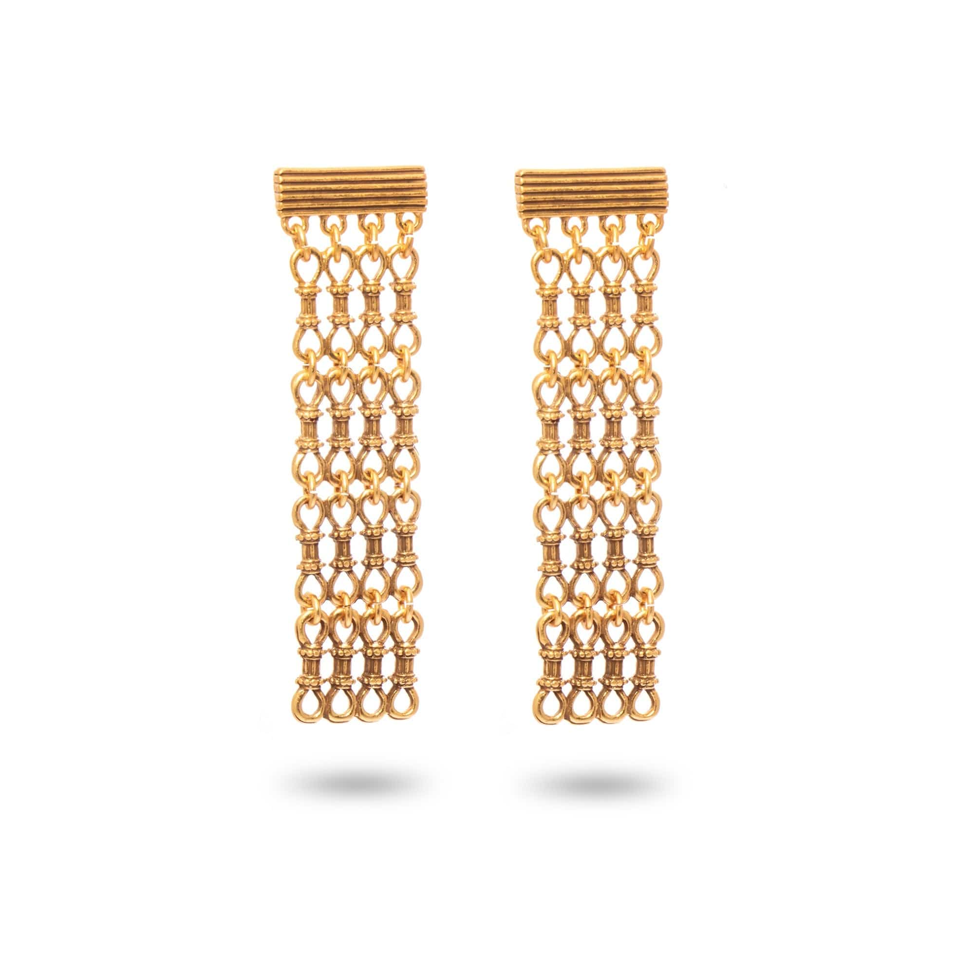 Pendientes de aro en cascada bañados en oro de 18 k