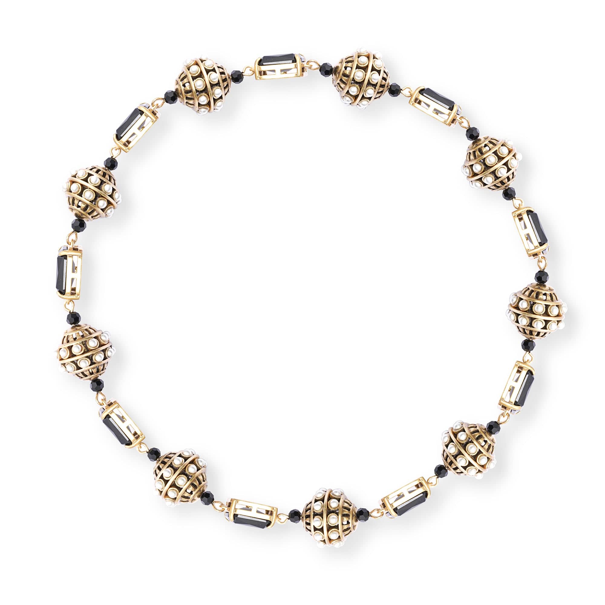 Copper Alloy Necklace Imported Austrian Crystal, Imported Crystal Pearls, Russian Genuine Gold