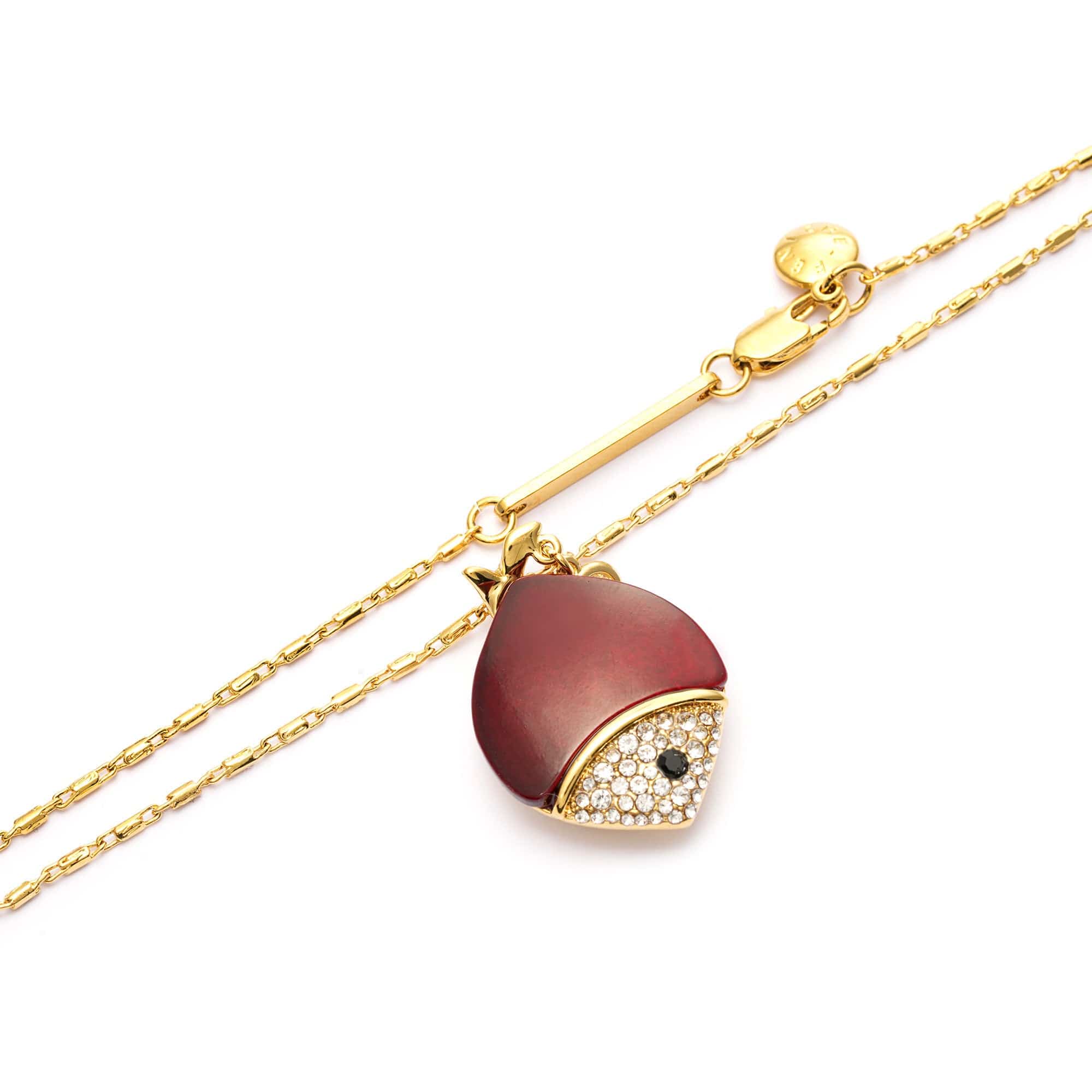 Necklace brass fritillion Austrian rhinestone plated Russian gold