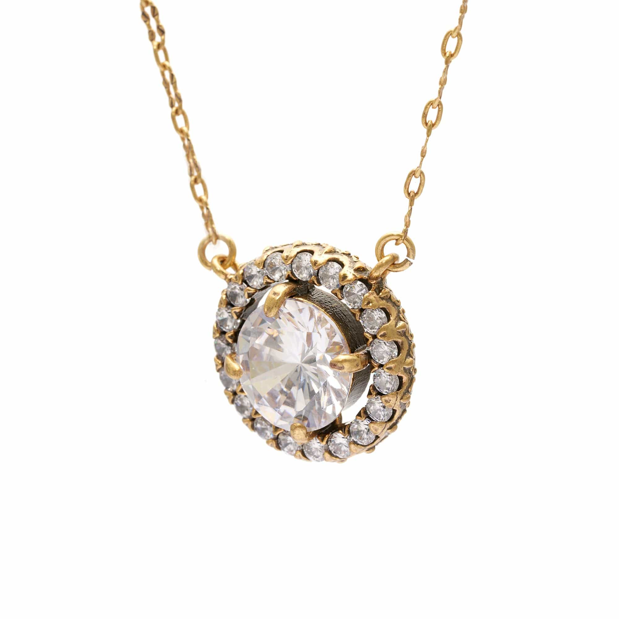 Necklace brass Austrian rhinestones Austrian crystal plated Russian gold