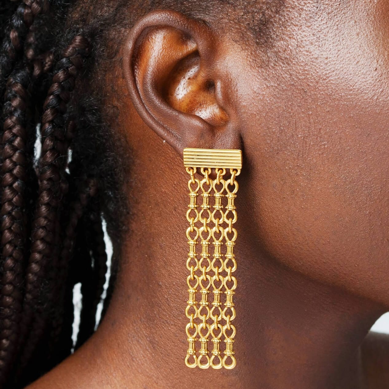 Pendientes de aro en cascada bañados en oro de 18 k