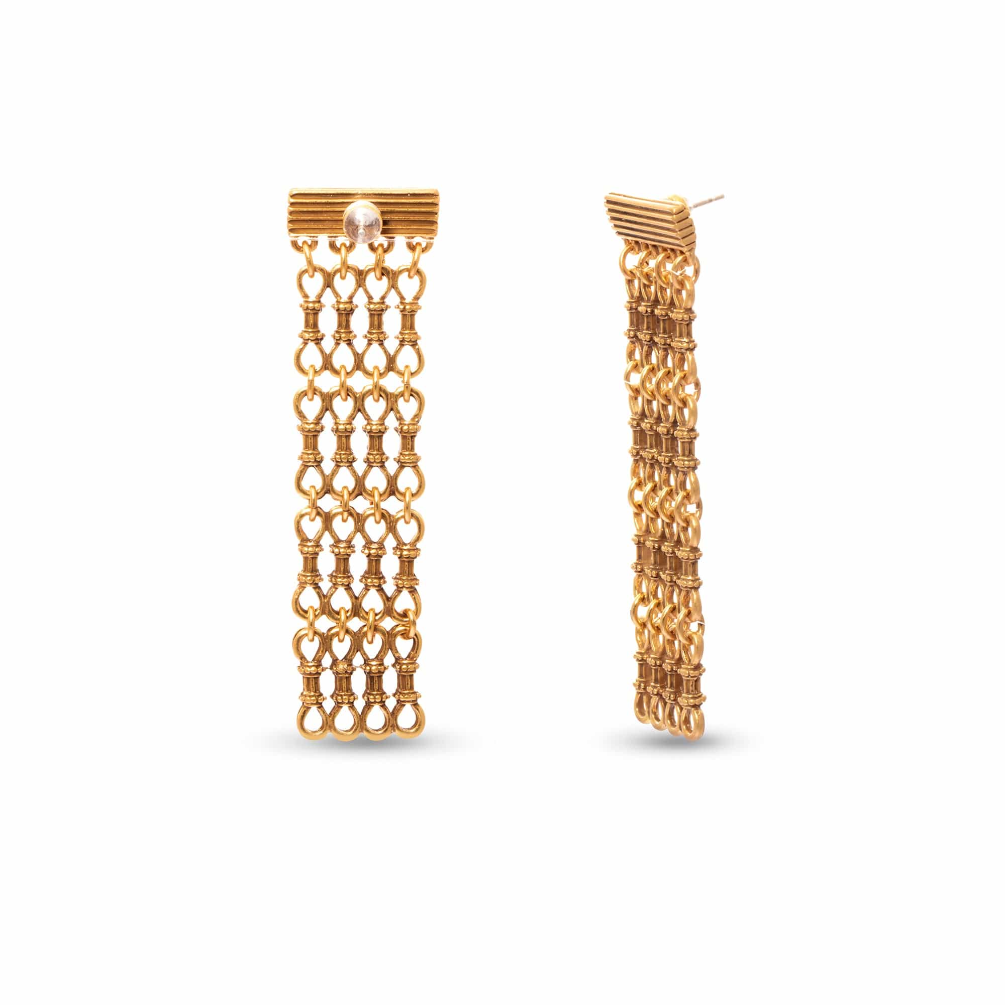 Pendientes de aro en cascada bañados en oro de 18 k