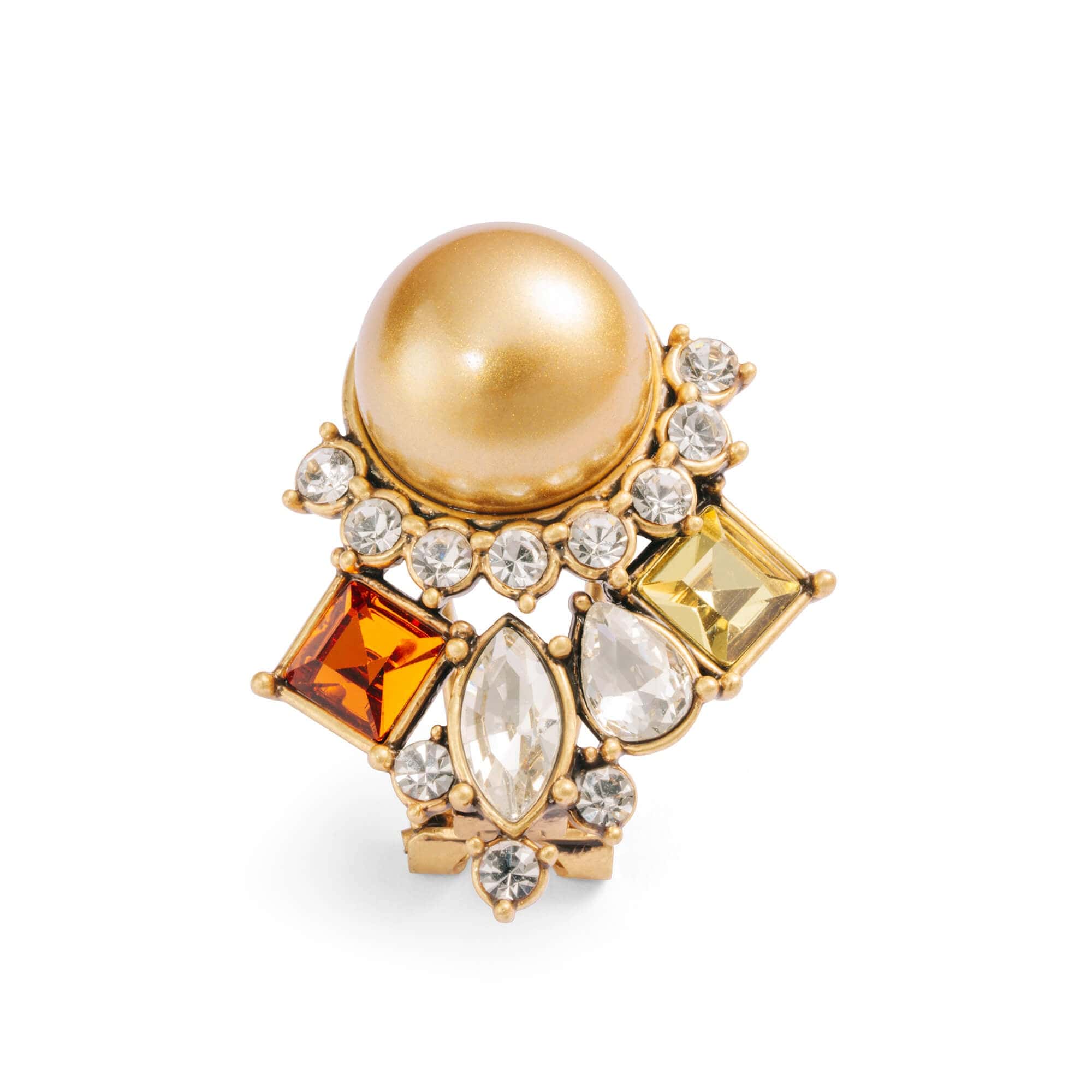 Earrings Austrian Crystal & Rhinestone Brass Plated with Genuine Russian Gold