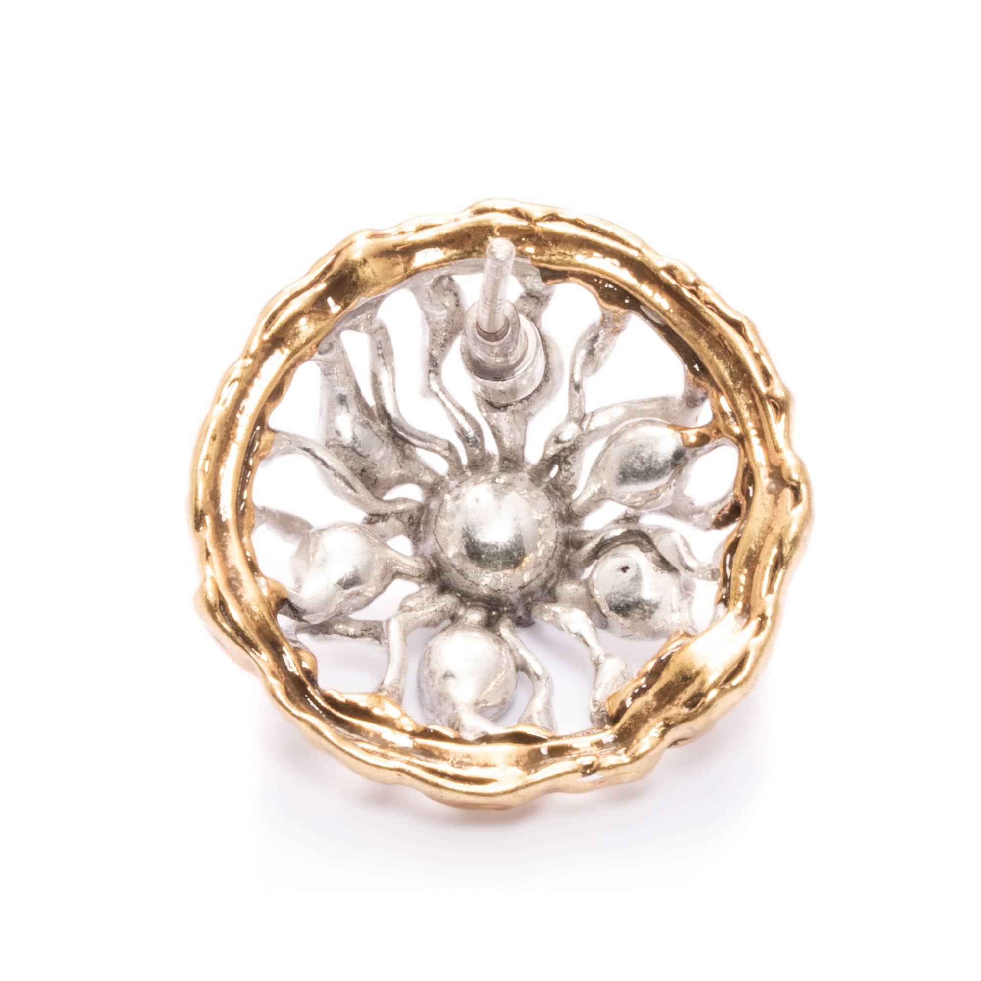 Brass Plated Earrings, Imported Austrian Rhinestones, Electroplated Vegan Silver, Russian Genuine Gold