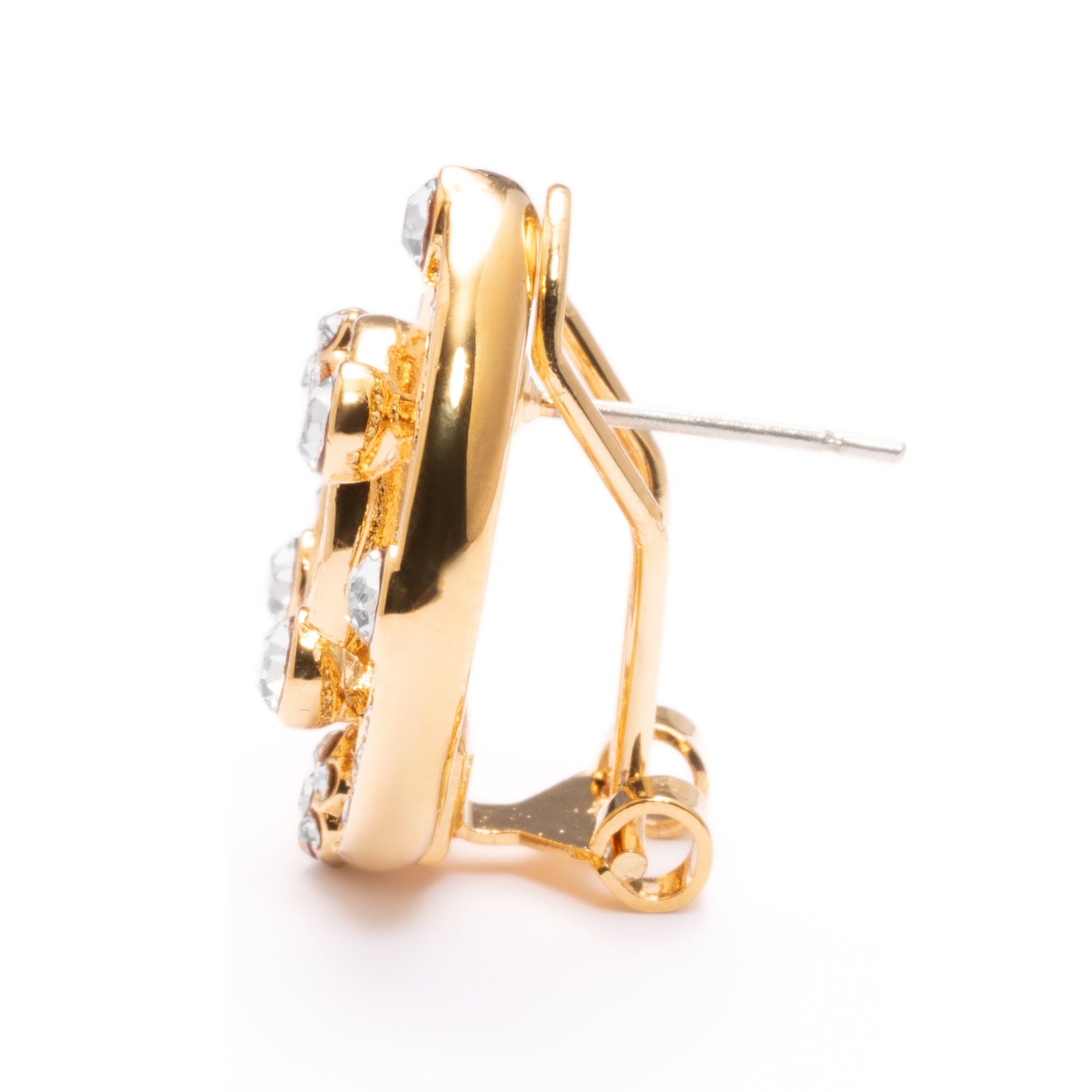 Earrings, Imported Austrian Rhinestones, Brass Plated With Russian Genuine Gold