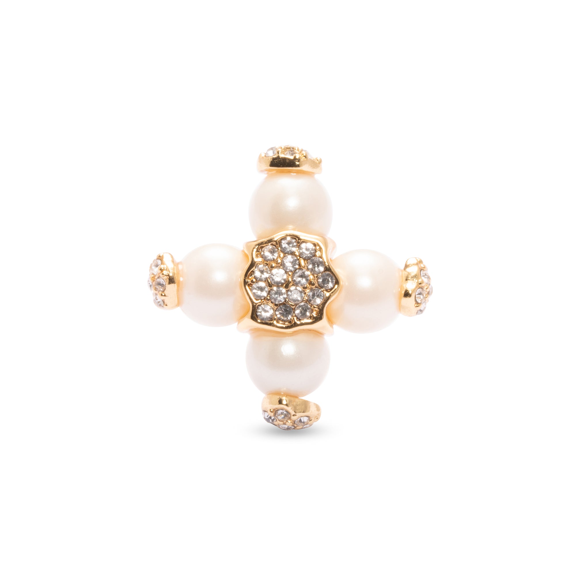 Copper Imported crystal pearls Imported Austrian rhinestones Russian real gold earring