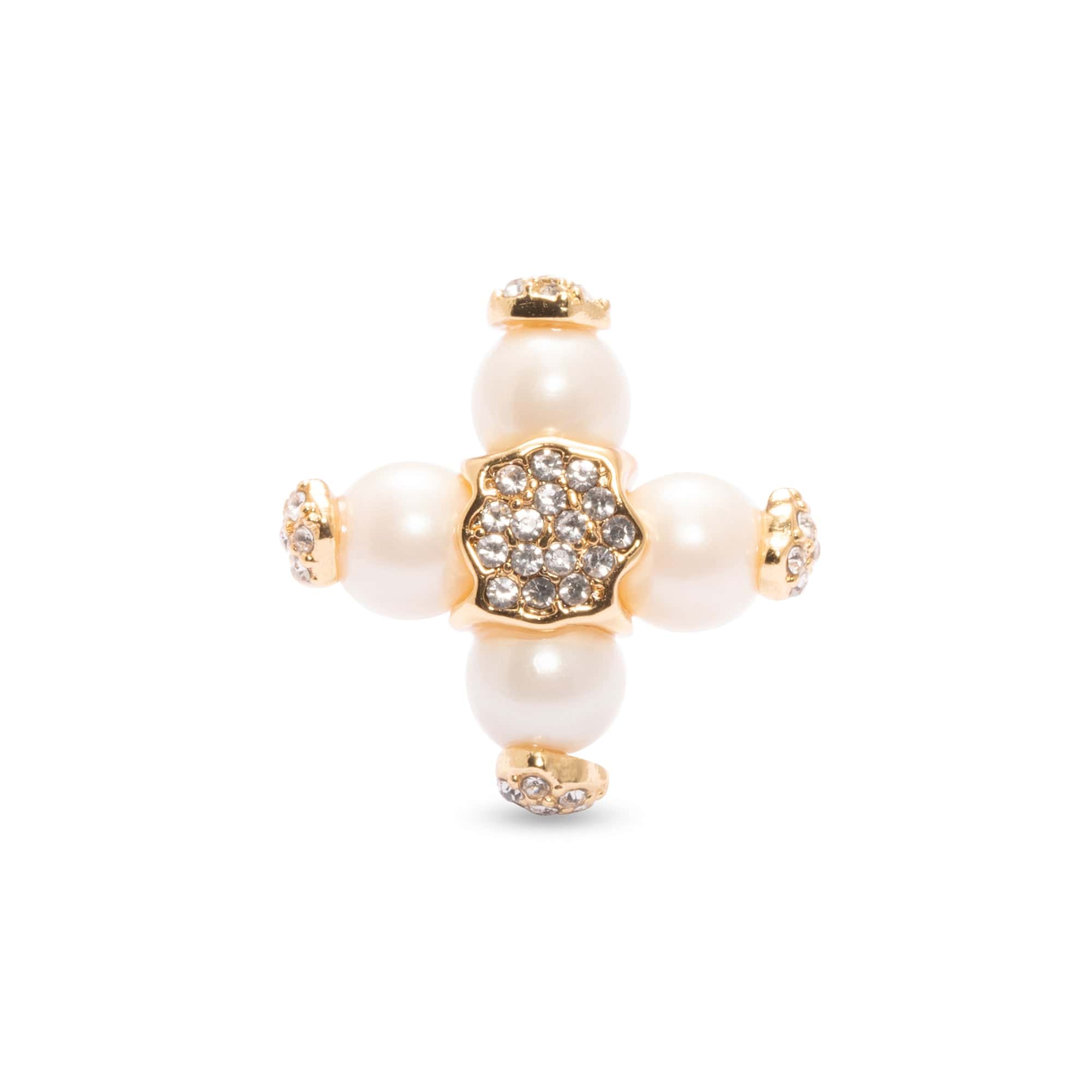 Copper Imported crystal pearls Imported Austrian rhinestones Russian real gold earring