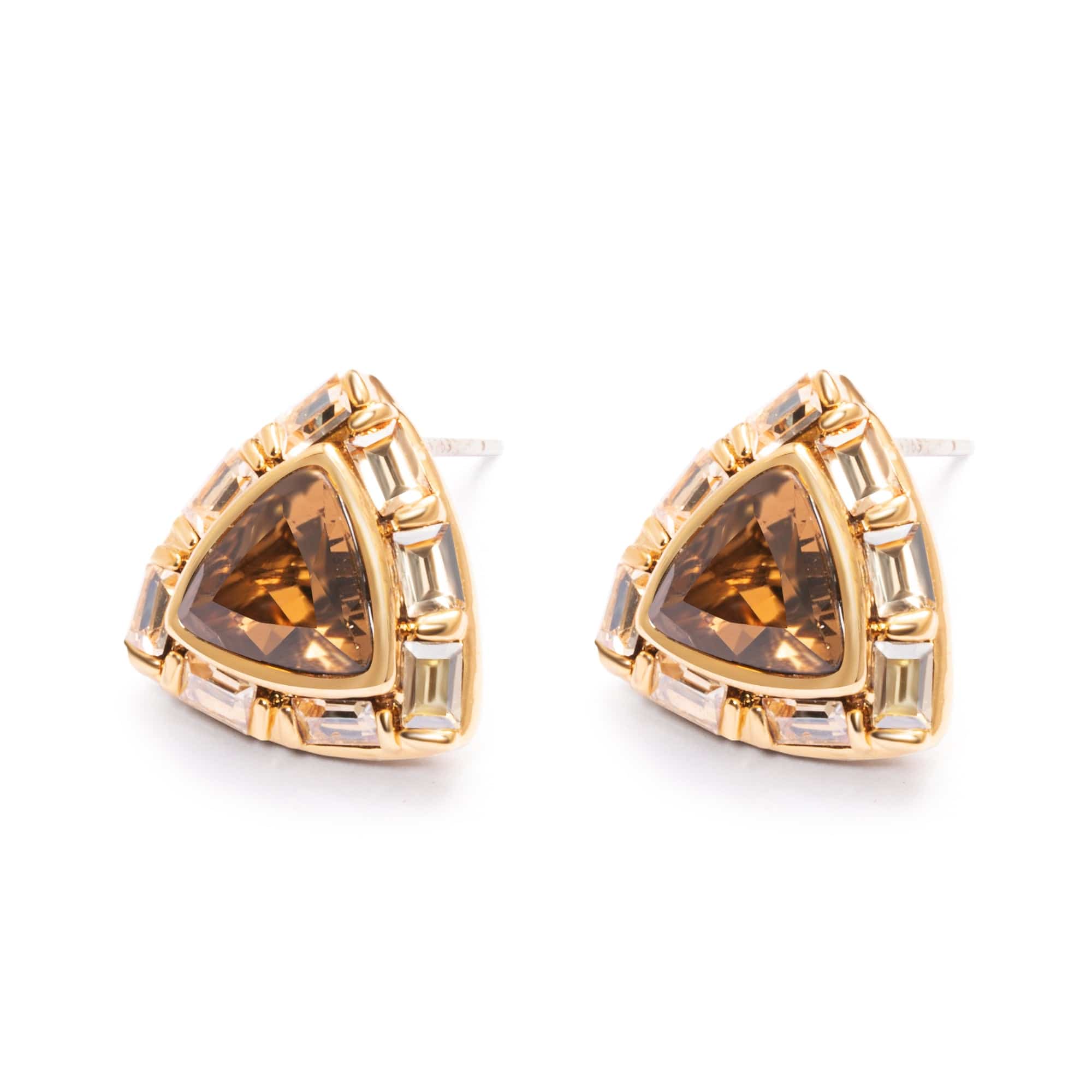 Earrings, Imported Austrian Crystal Imported Austrian Rhinestones, Brass Plated With Russian Genuine Gold