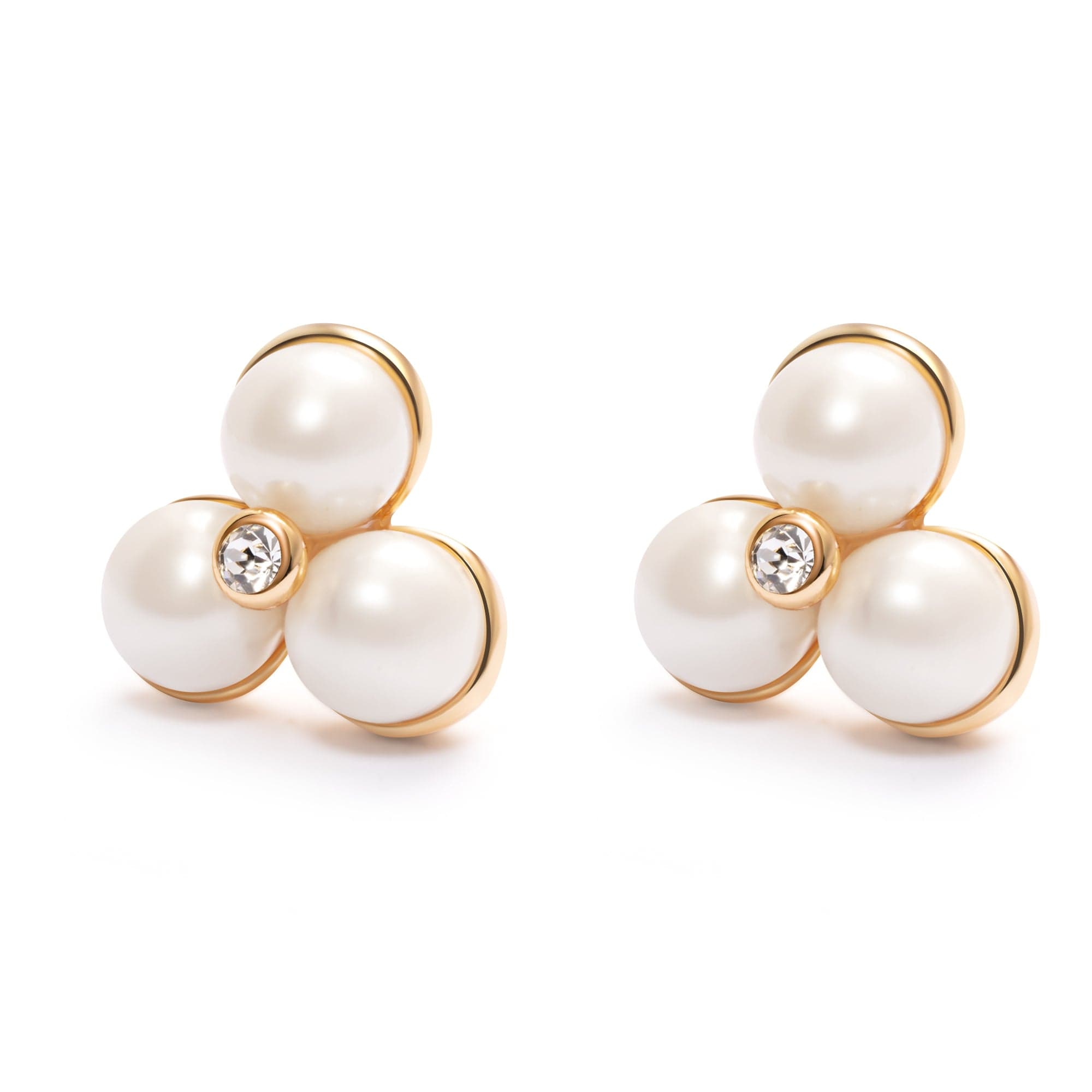 Brass Earrings, Imported Crystal Pearls ,Imported Austrian Rhinestones ,Electroplated Genuine Gold