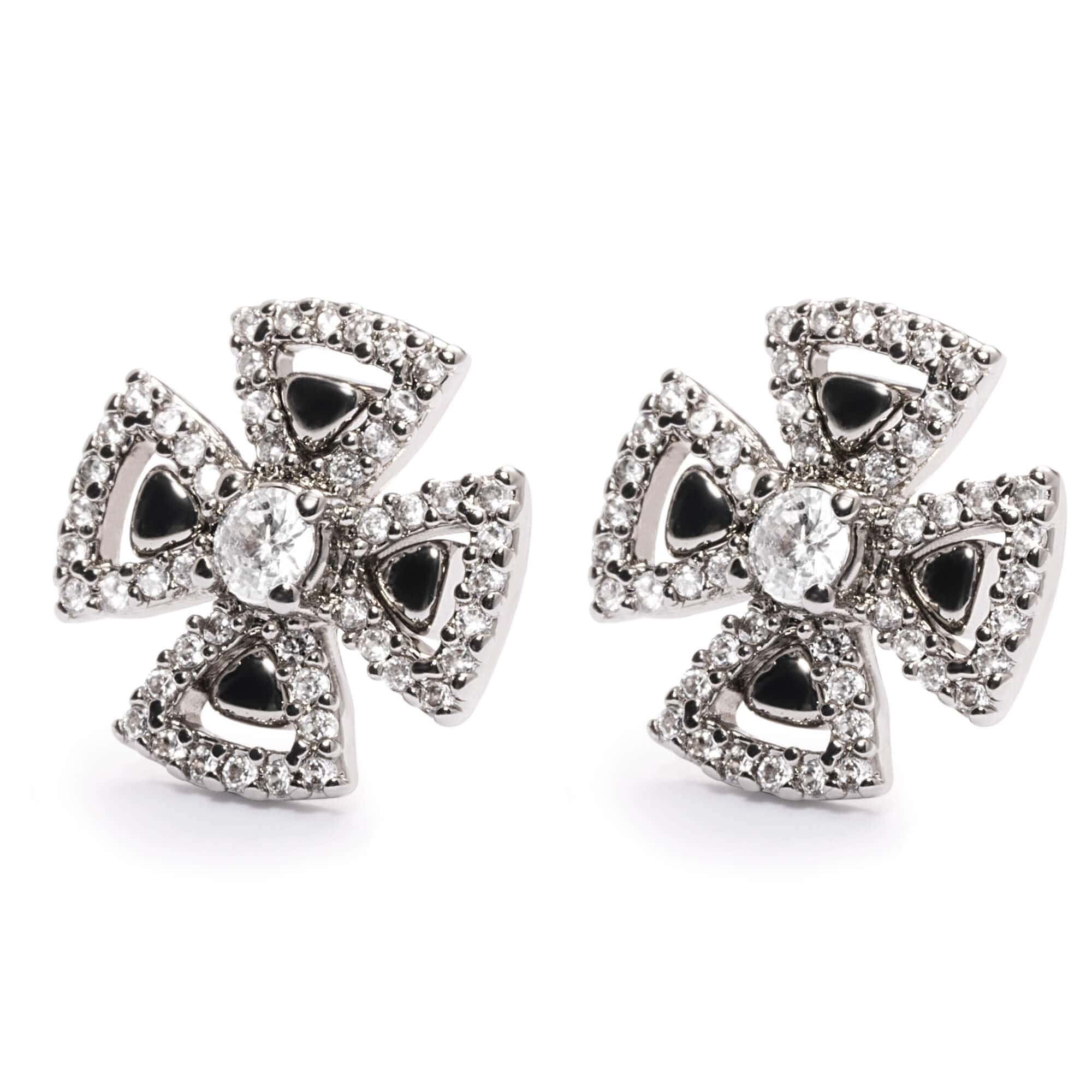 Alloy Earrings, Imported Austrian Rhinestones, Electroplated vegan Silver Antique