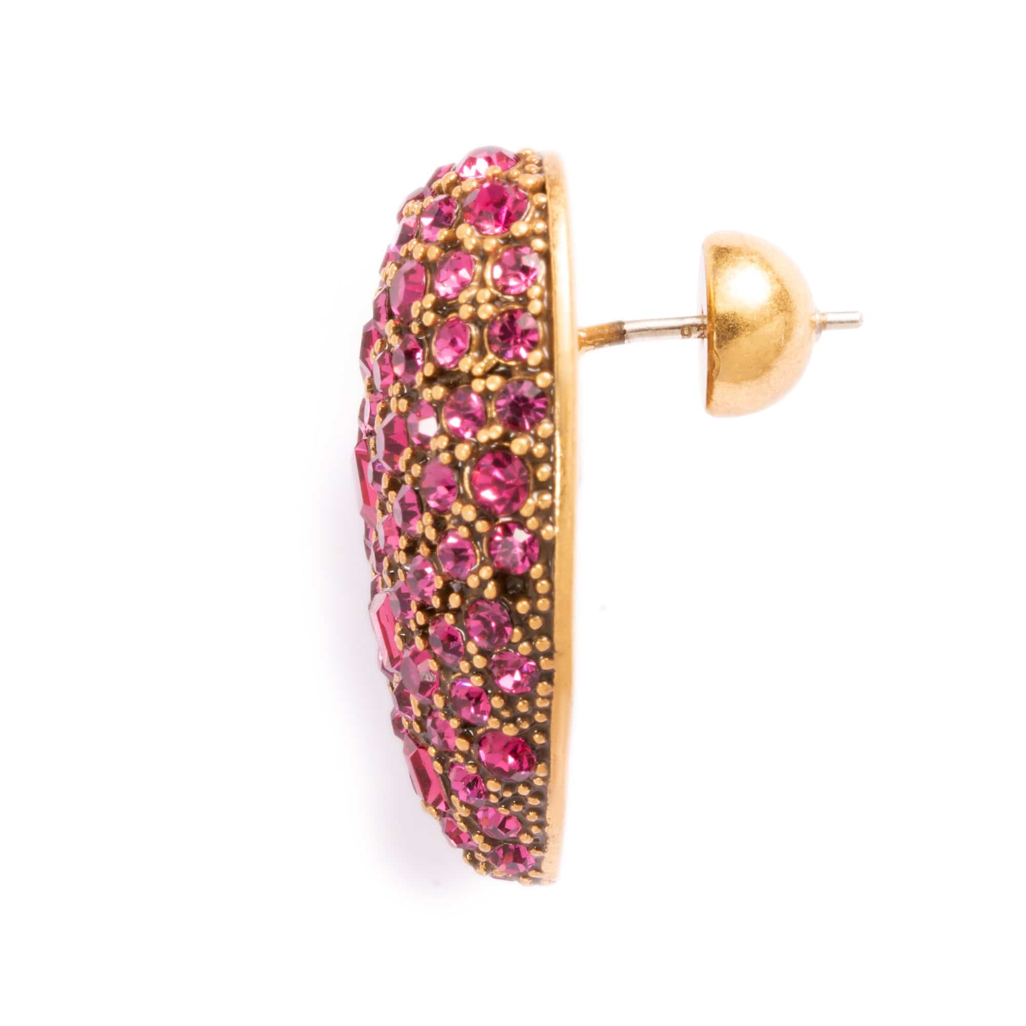 Red Heart-Shaped Earrings, Austrian Rhinestone,Alloy Plated Russian Gold