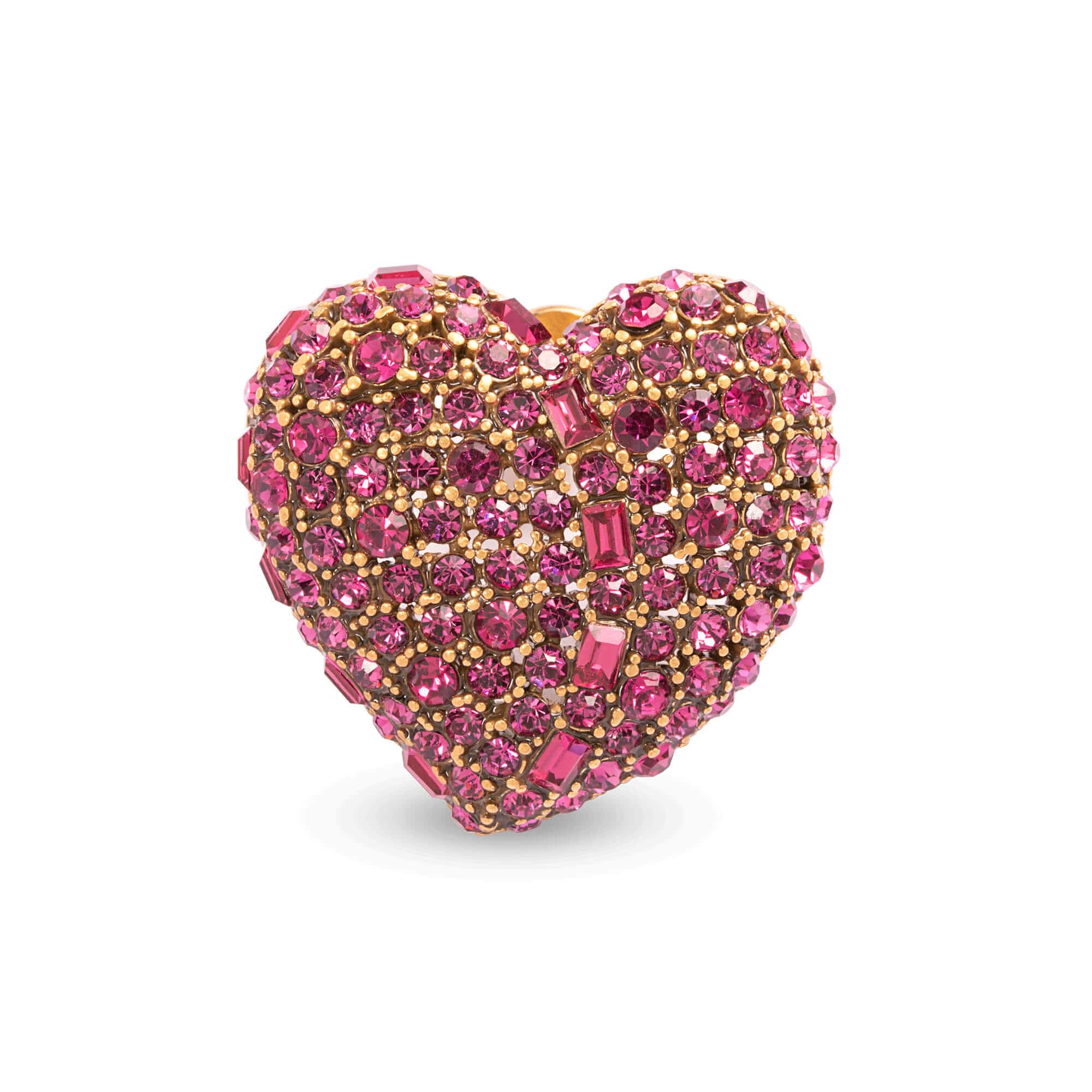 Red Heart-Shaped Earrings, Austrian Rhinestone,Alloy Plated Russian Gold