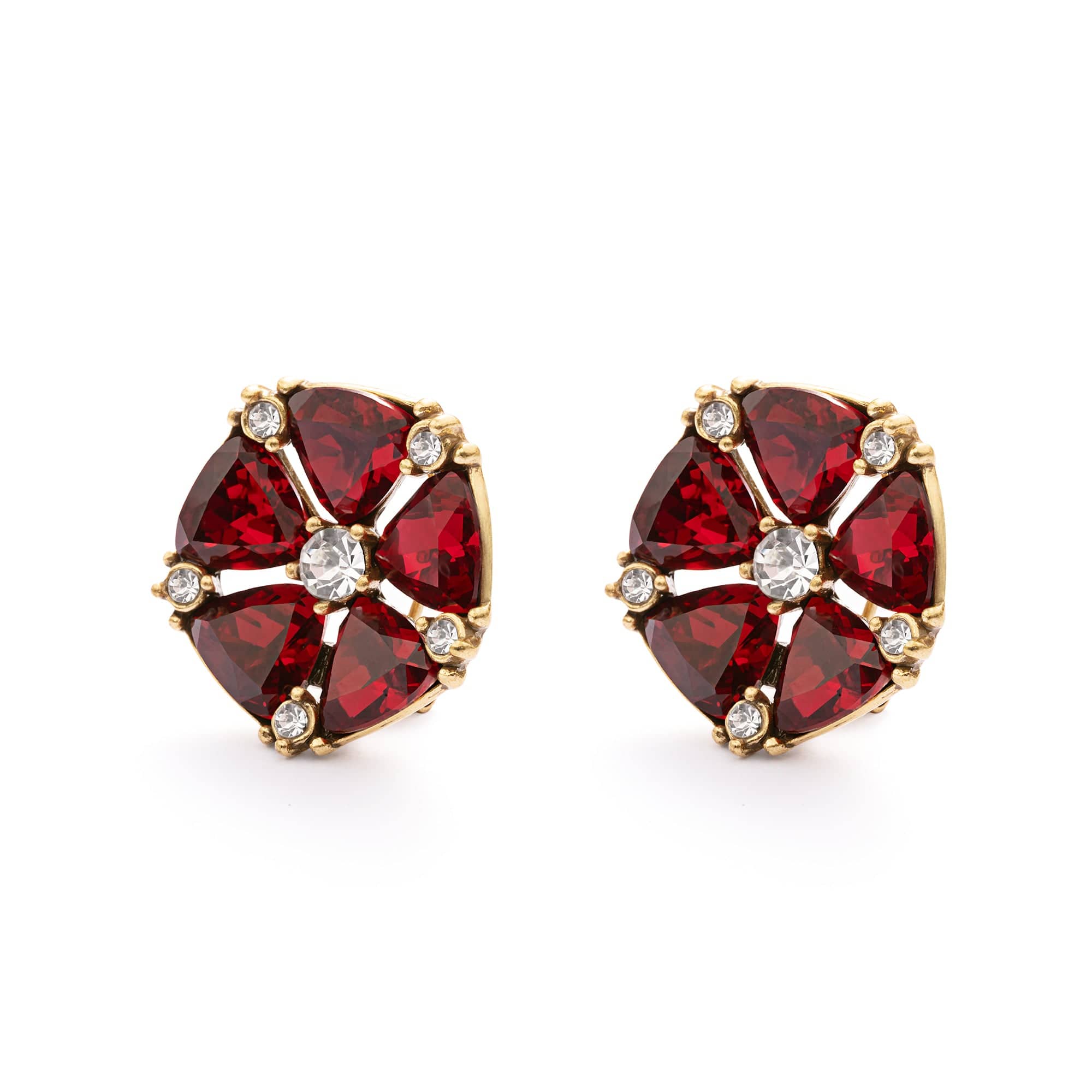Red Crystal Earrings Alloy Austrian Crystal Austrian Rhinestone Plated with Genuine Russian Gold