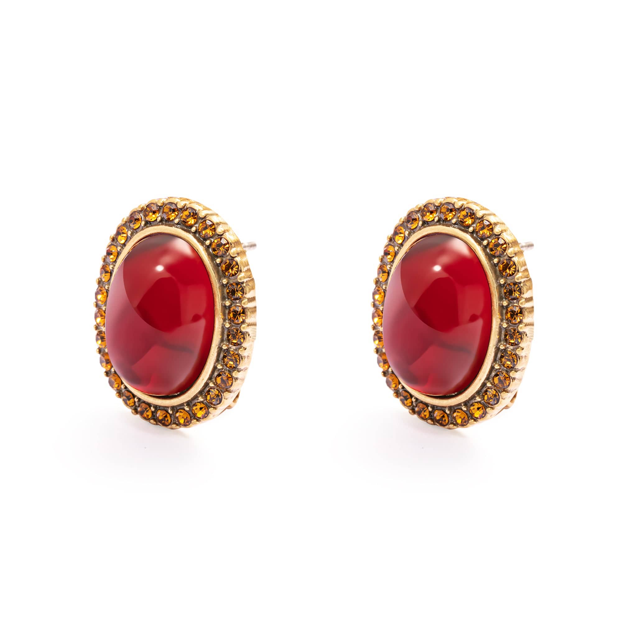 Red Agate Earrings Austrian Rhinestone Alloy Plated with Genuine Russian Gold