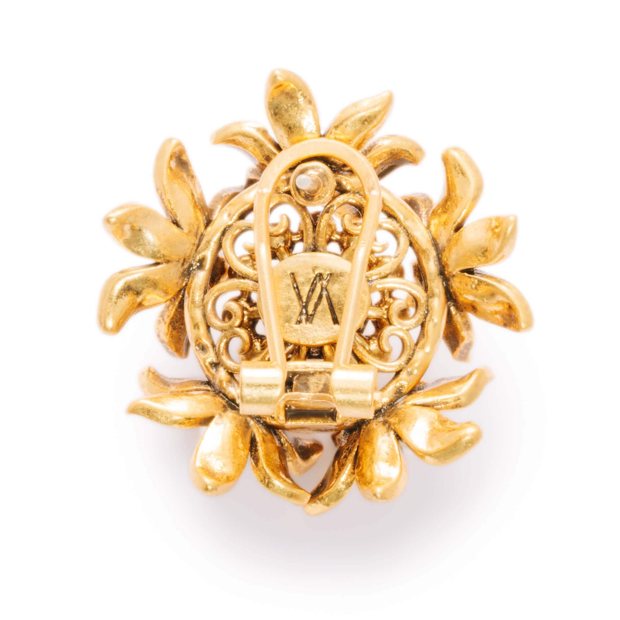 Pearl Earrings Crystal Pearl Brass Plated Russian Gold