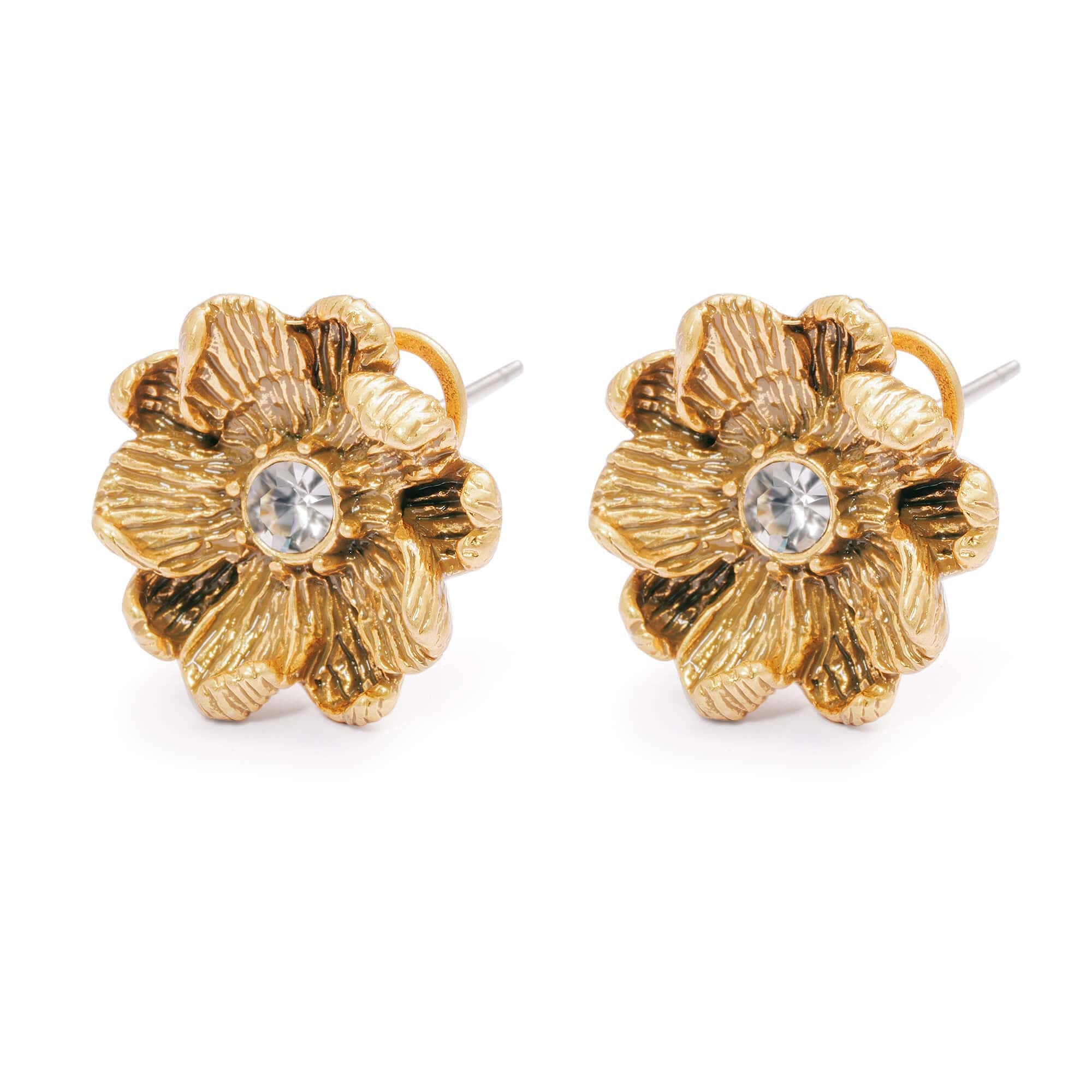 Alloy Earrings, Imported Austrian Rhinestones, Russian Genuine Gold