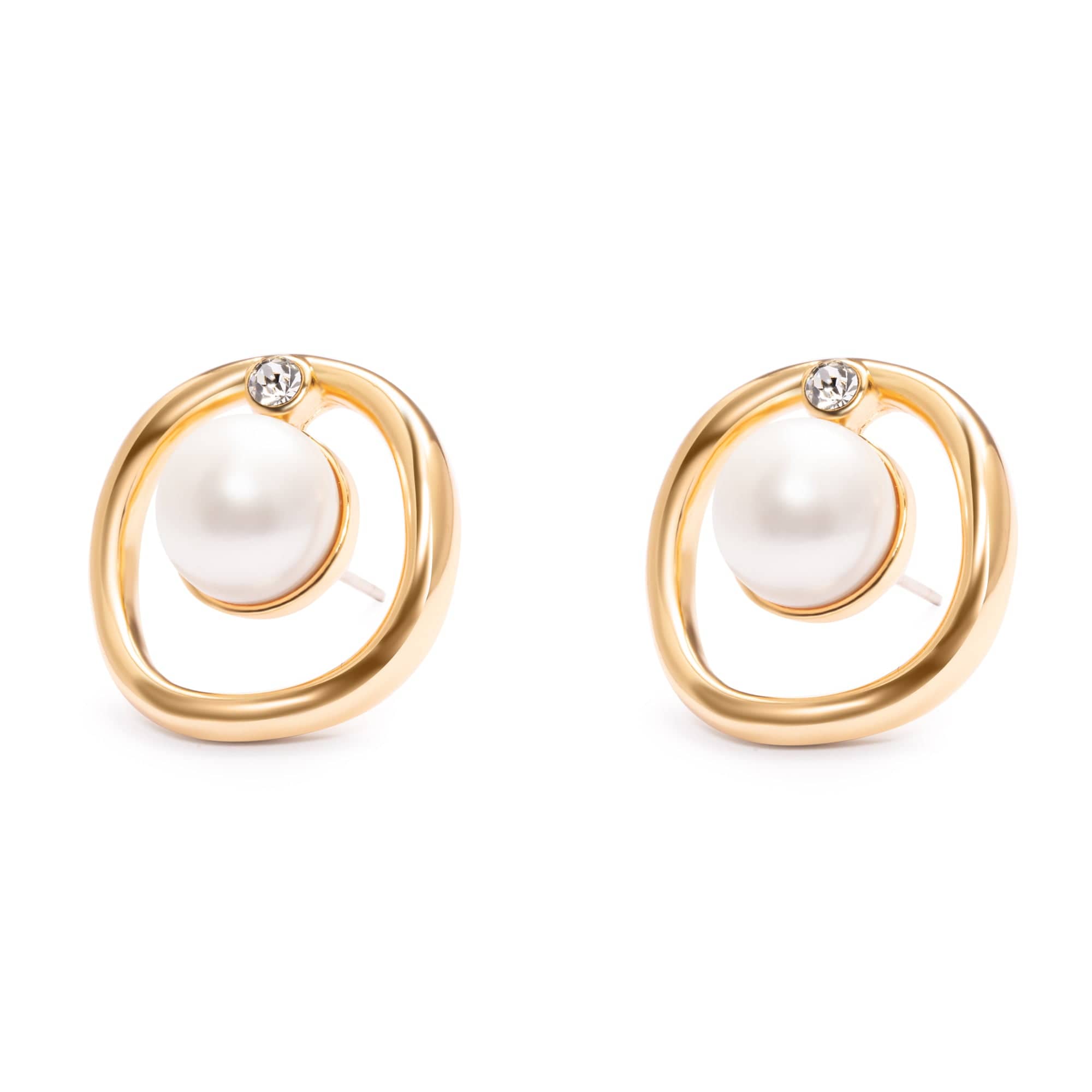 Crystal Pearl Earrings Austrian Rhinestones Alloy Plated With Russian Genuine Gold