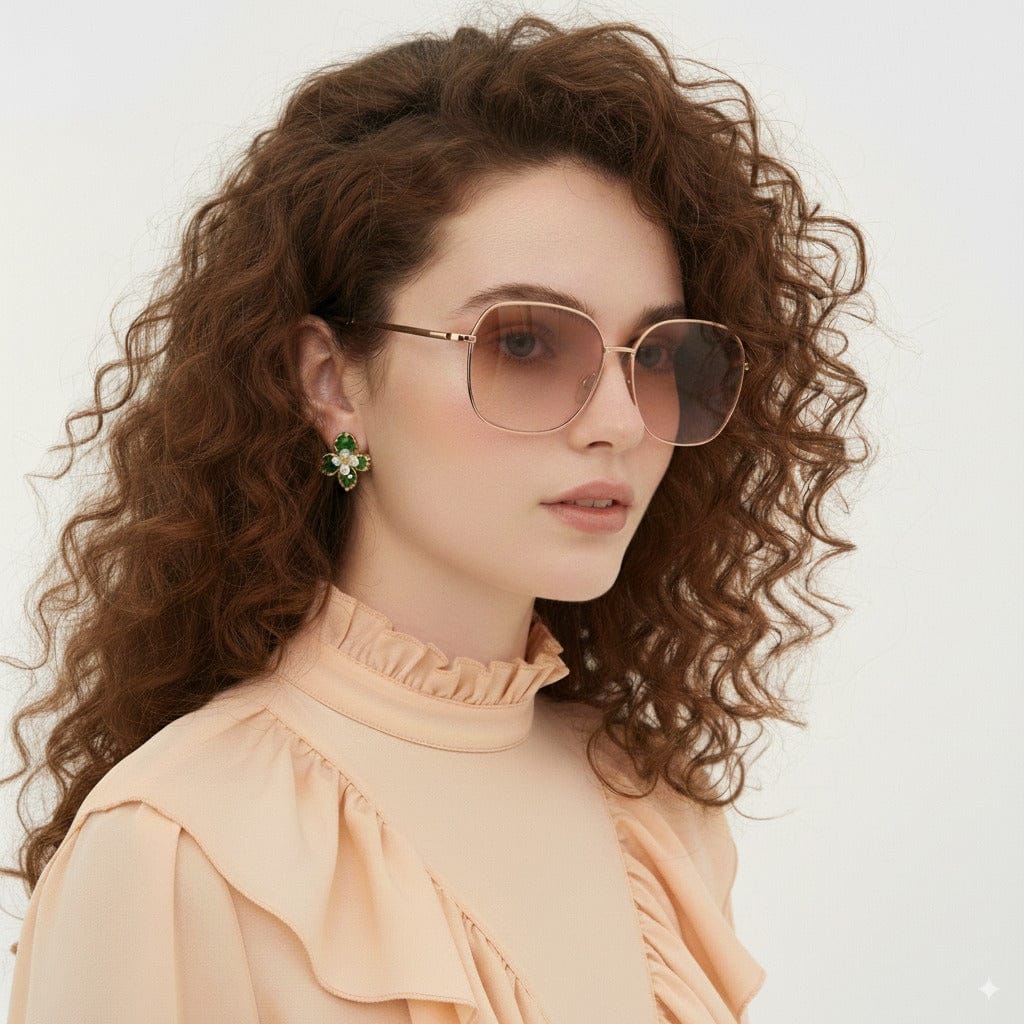 Pendiente Verdant Bloom bañado en oro de 18 quilates