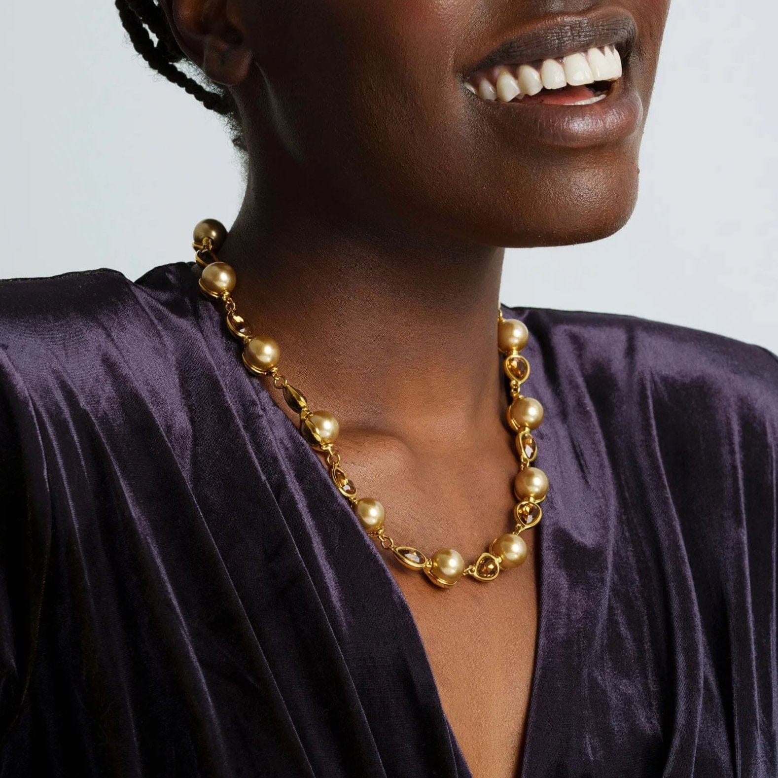 Necklace Brass crystal pearl Austrian crystal plated Russian gold