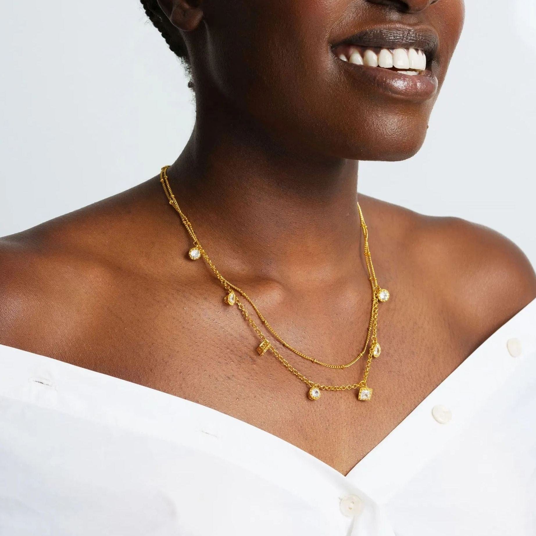 Neklaces, Austrian Crystal & Rhinestones, Brass Plated With Russian Genuine Gold