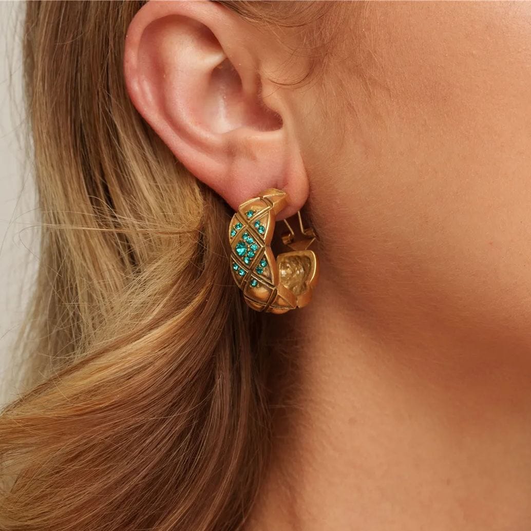 Alloy Earrings, Austrian Rhinestones, Russian Genuine Gold