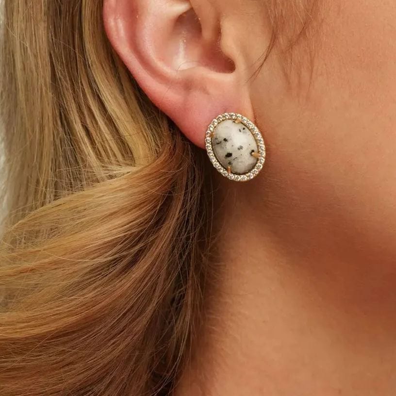 Earrings, Sparkling Stone, Austrian Rhinestones, Alloy Plated With Russia Genuine Gold