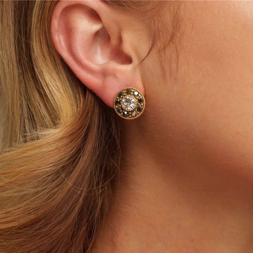 Earrings, Austrian Rhinestones, Alloy Plated With Russian Genuine Gold