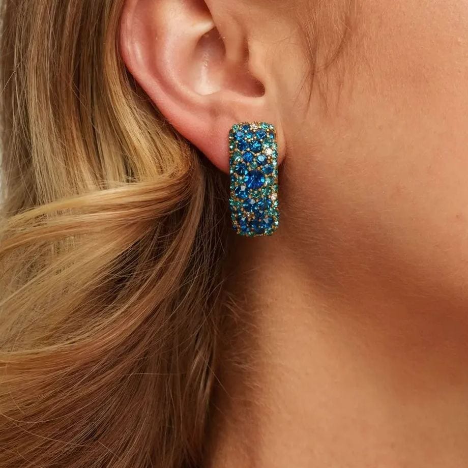 Earrings, Austrian Rhinestones & Crystal, Brass Plated With Russian Genuine Gold