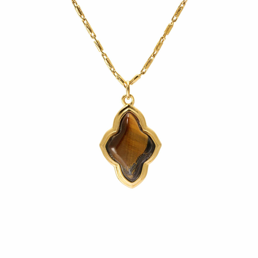 Earth Necklace with green agate and 18K gold-plated finish