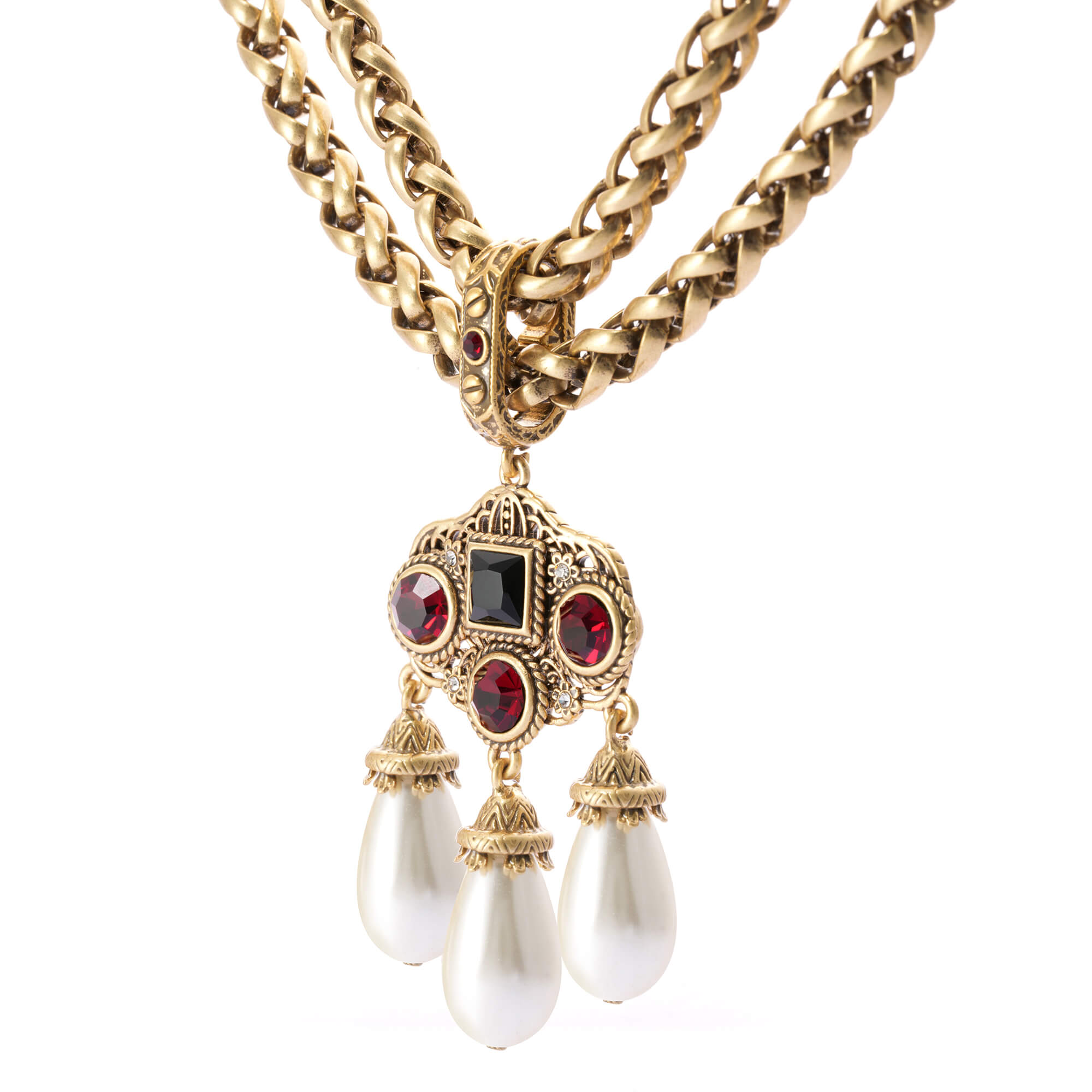 Brass Plated Necklaces, Imported Austrian Crystal, Imported Austrian Rhinestones, Imported Crystal Pearls, Russian Genuine Gold