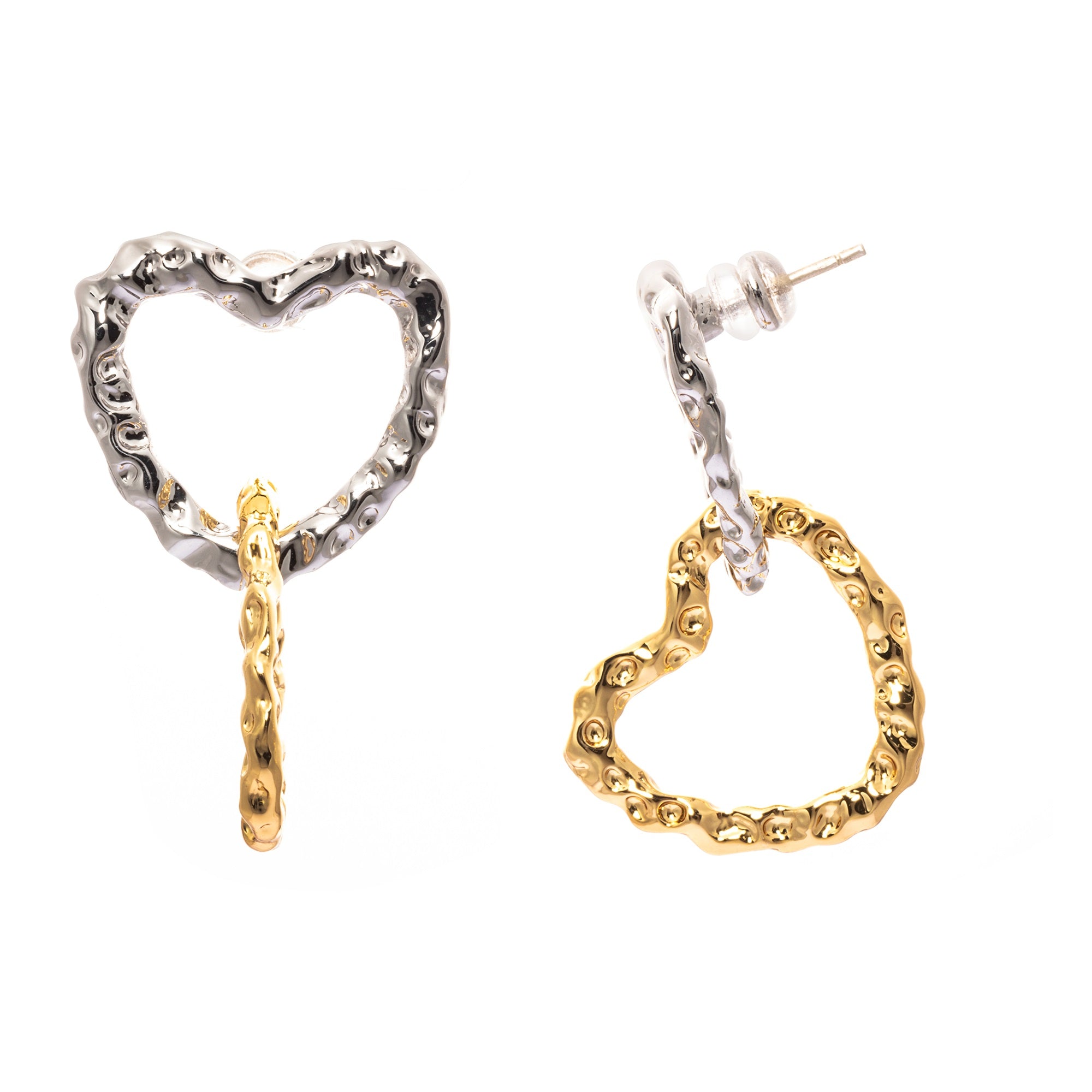 Earrings, Alloy Plated With Russian Genuine Gold & Plain Sterling Silver, Antique Finish