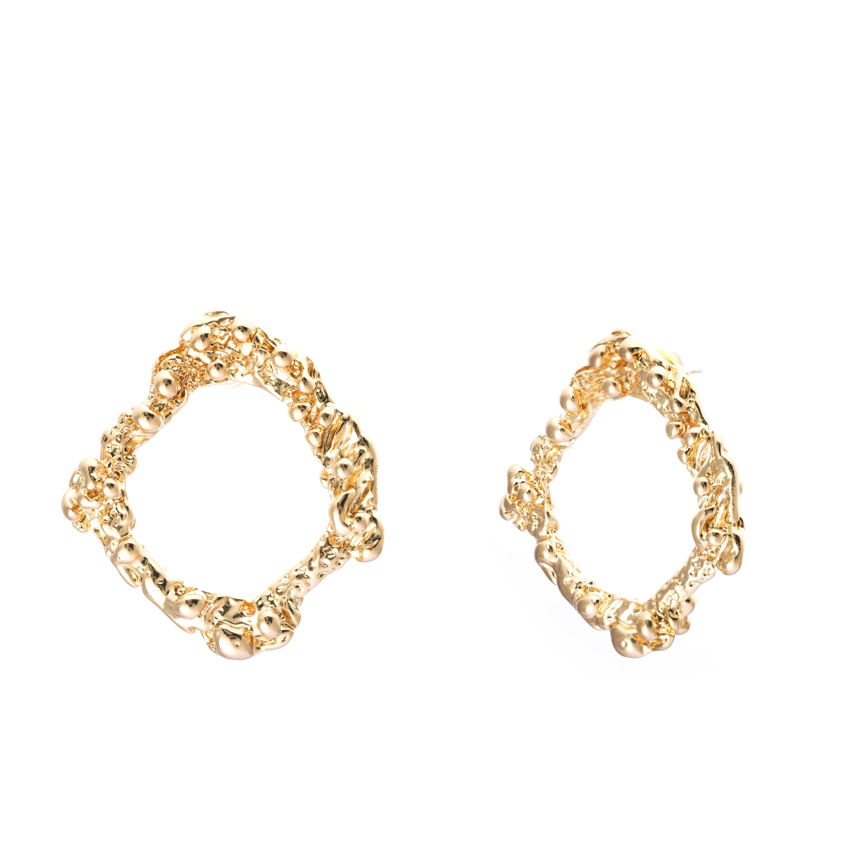 Earrings, alloy, plated real gold