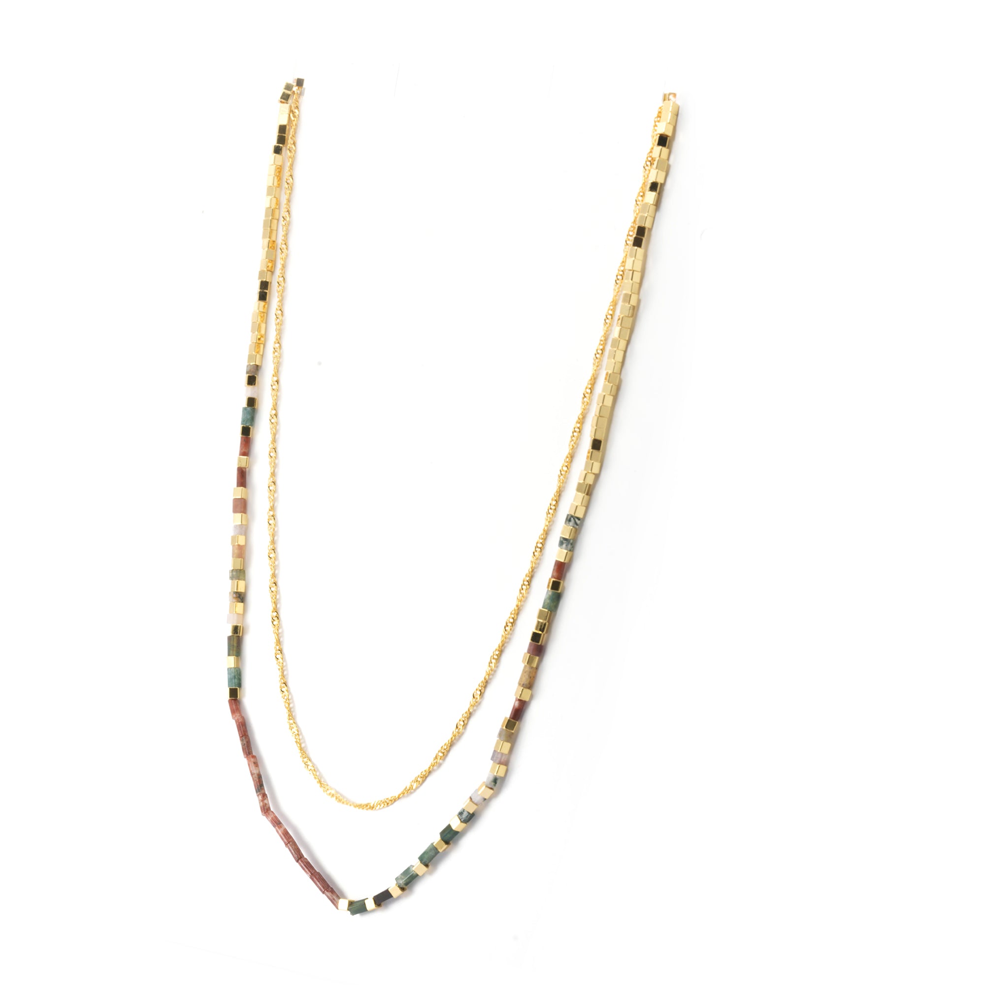 Brass Plated Necklaces,  White Crystal Dipped Color, Electroplated Genuine Gold