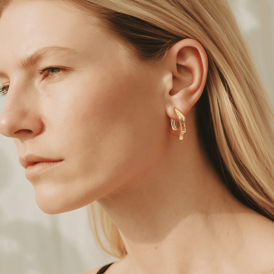 Boucles d'oreilles créoles plaquées or 18 carats Golden Rhythm