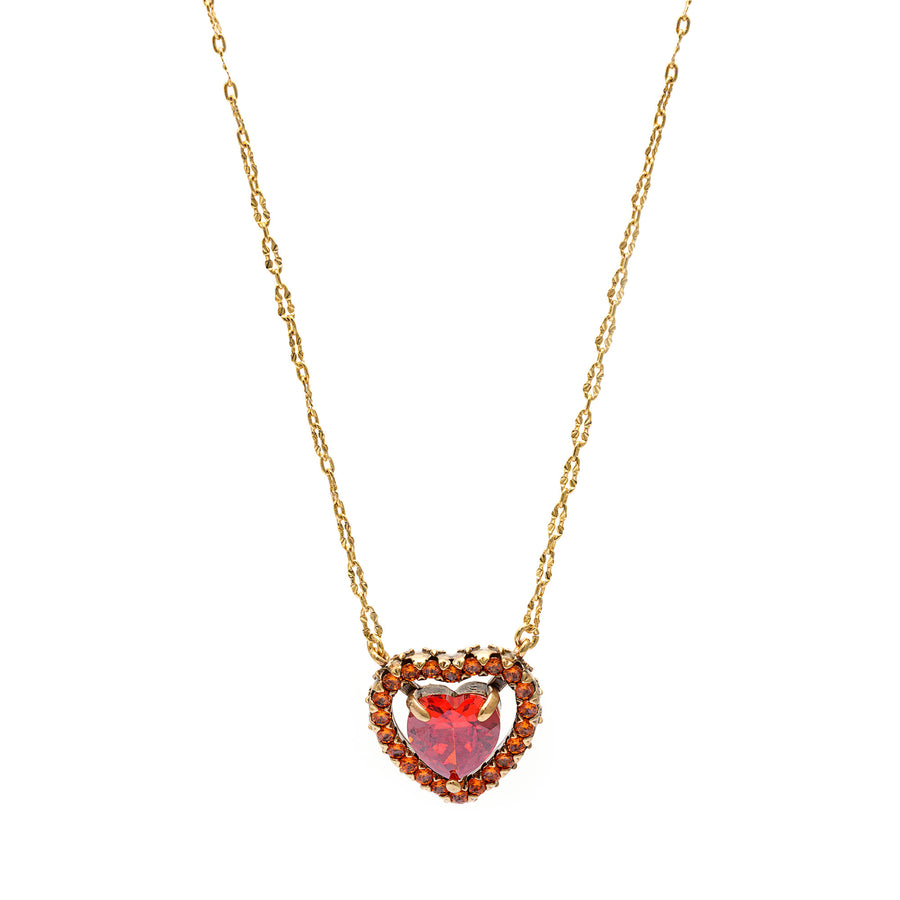 Fiery Heart Necklace with Austrian crystal, rhinestones and 18K gold-plated finish