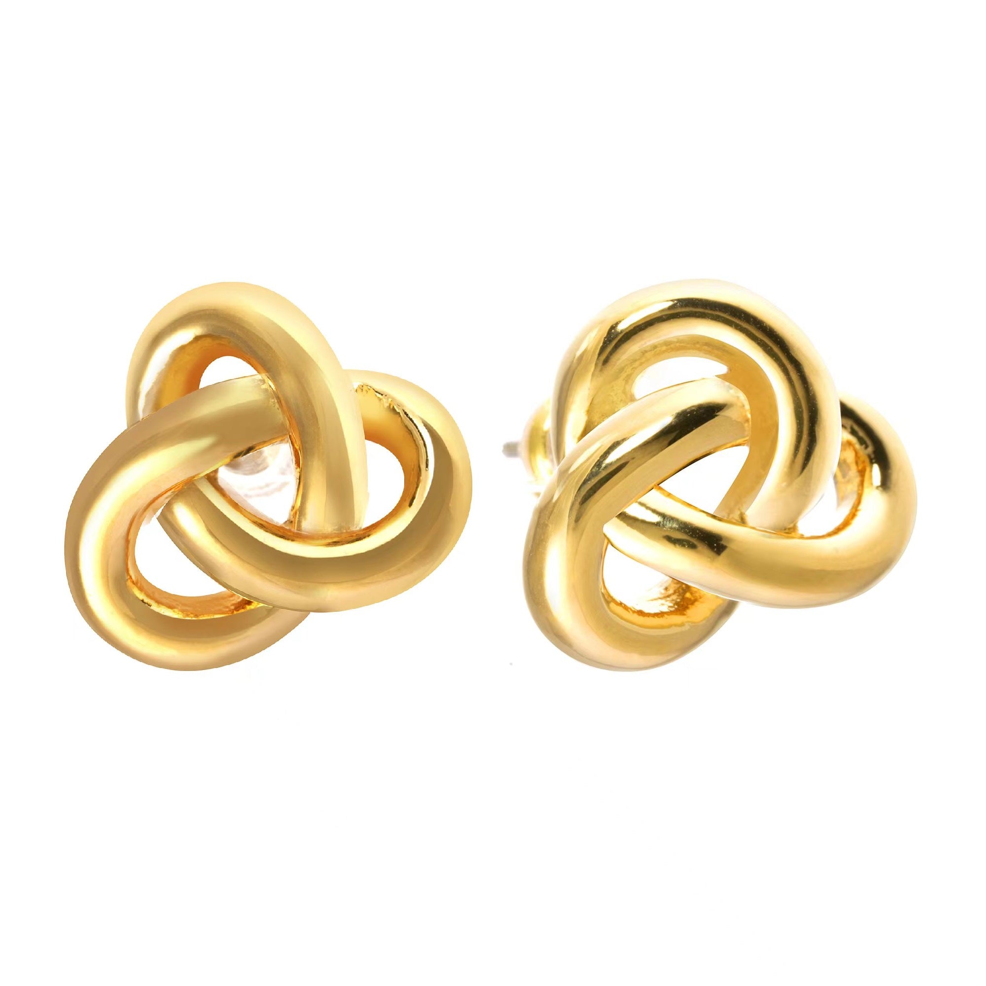 Twisting Earrings, Brass Plated With Russian Genuine Gold