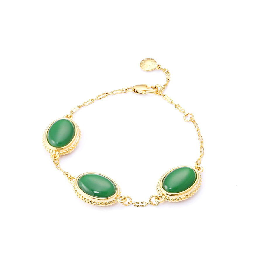 Serenity Bracelet with green agate and 18K gold-plated finish