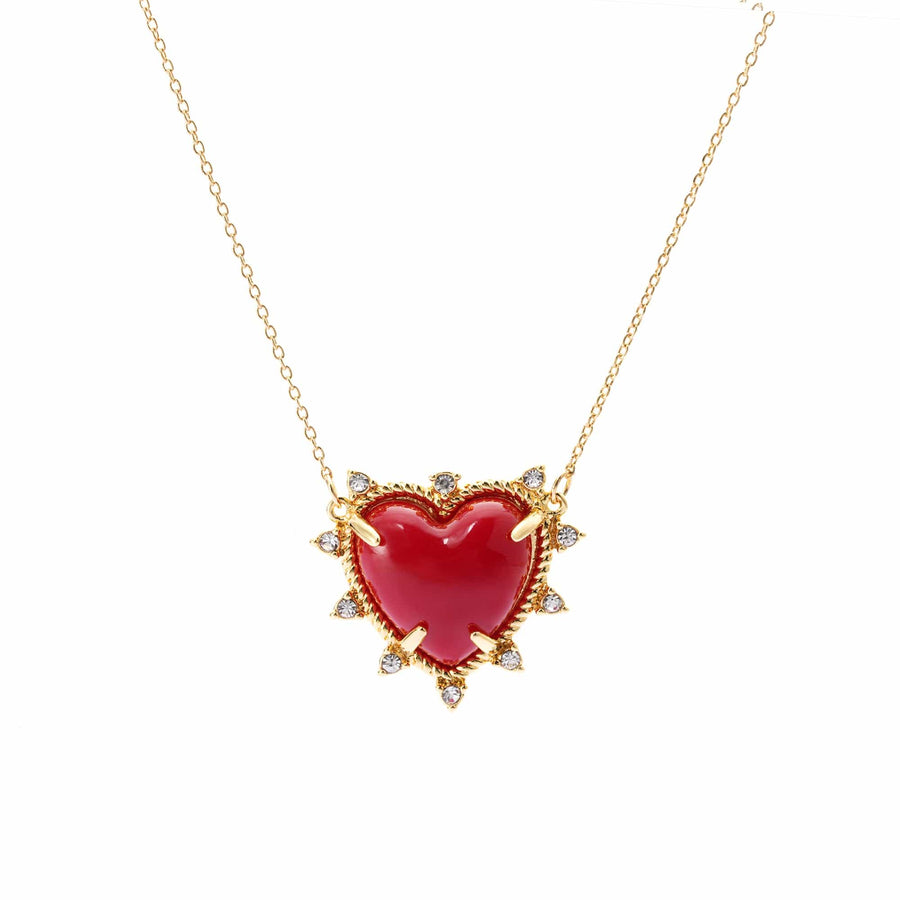 Affection Necklace with red crystal, rhinestones and 18K gold-plated finish