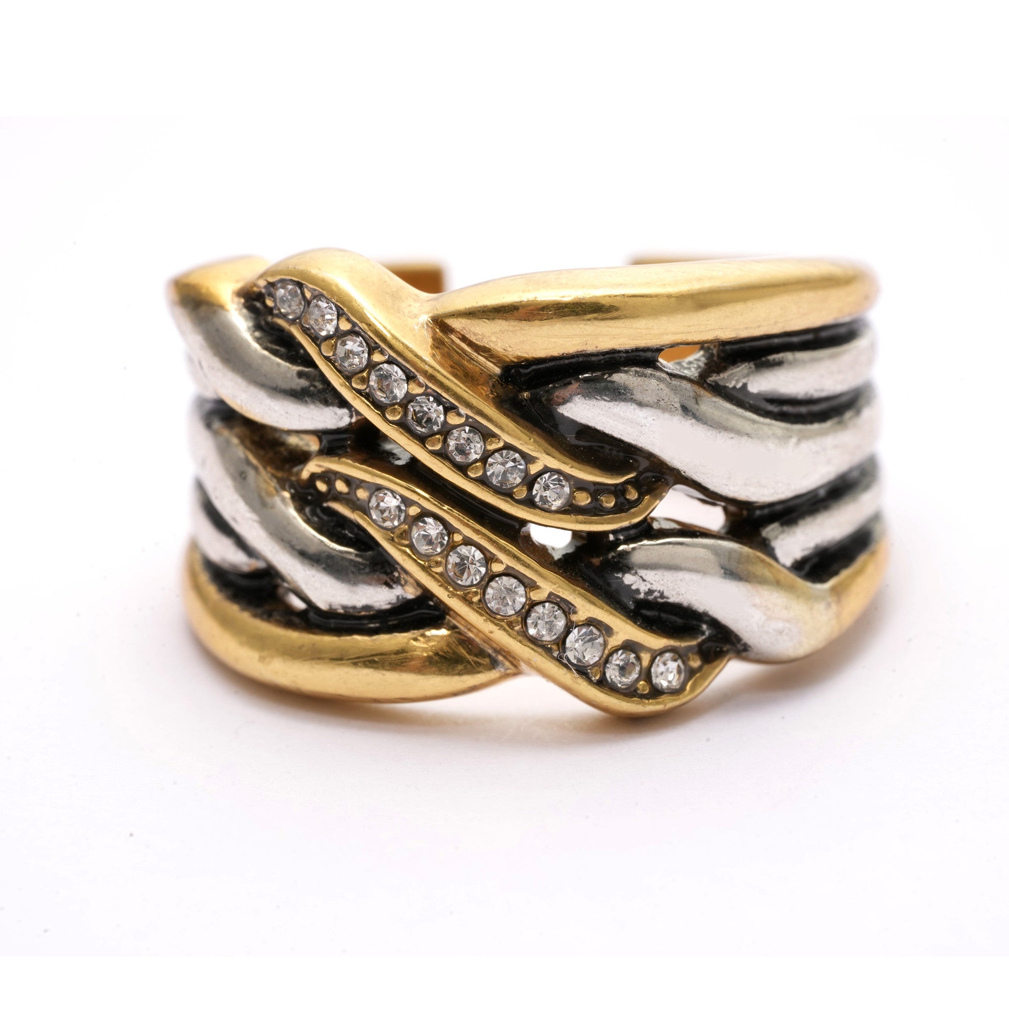 Ring alloy Austrian rhinestones plated Russian gold plated silver used