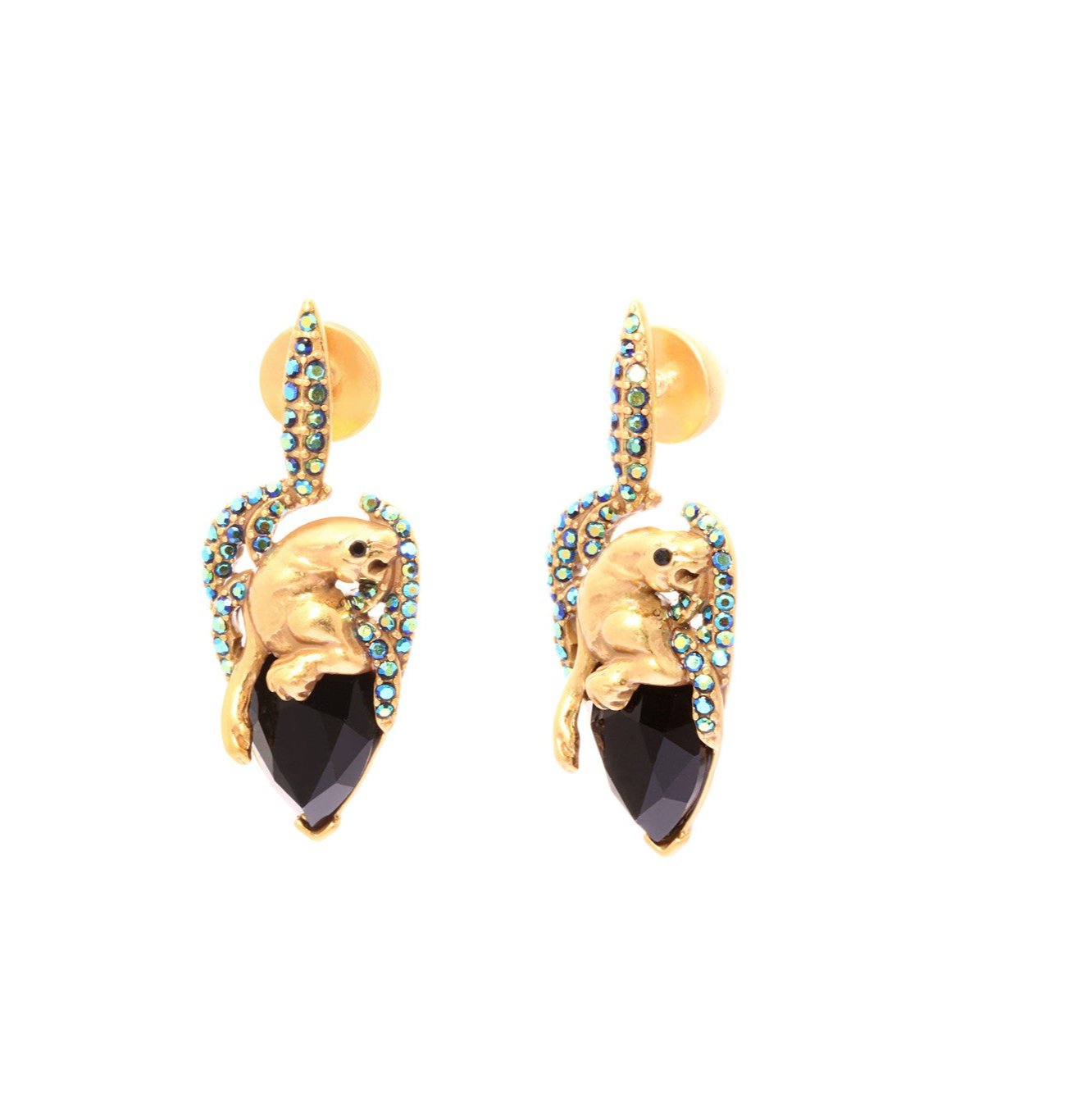 Earring brass crystal pearl plated with Russian gold