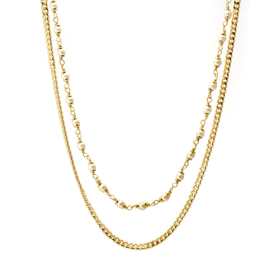 Melody Eyeglass Chain with crystal pearls, crystal accents and 18K gold-plated finish