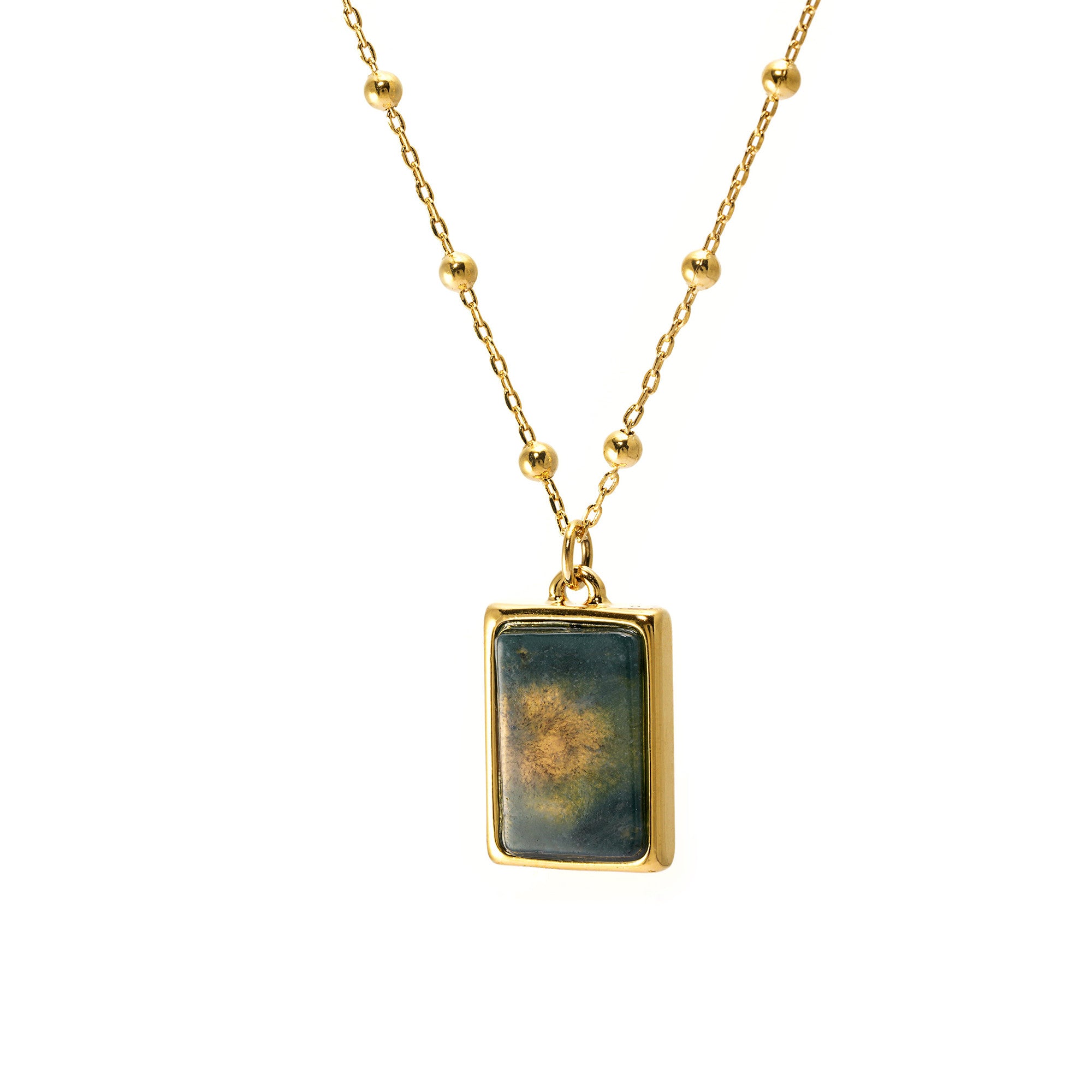 Necklace brass agate plated Russian gold