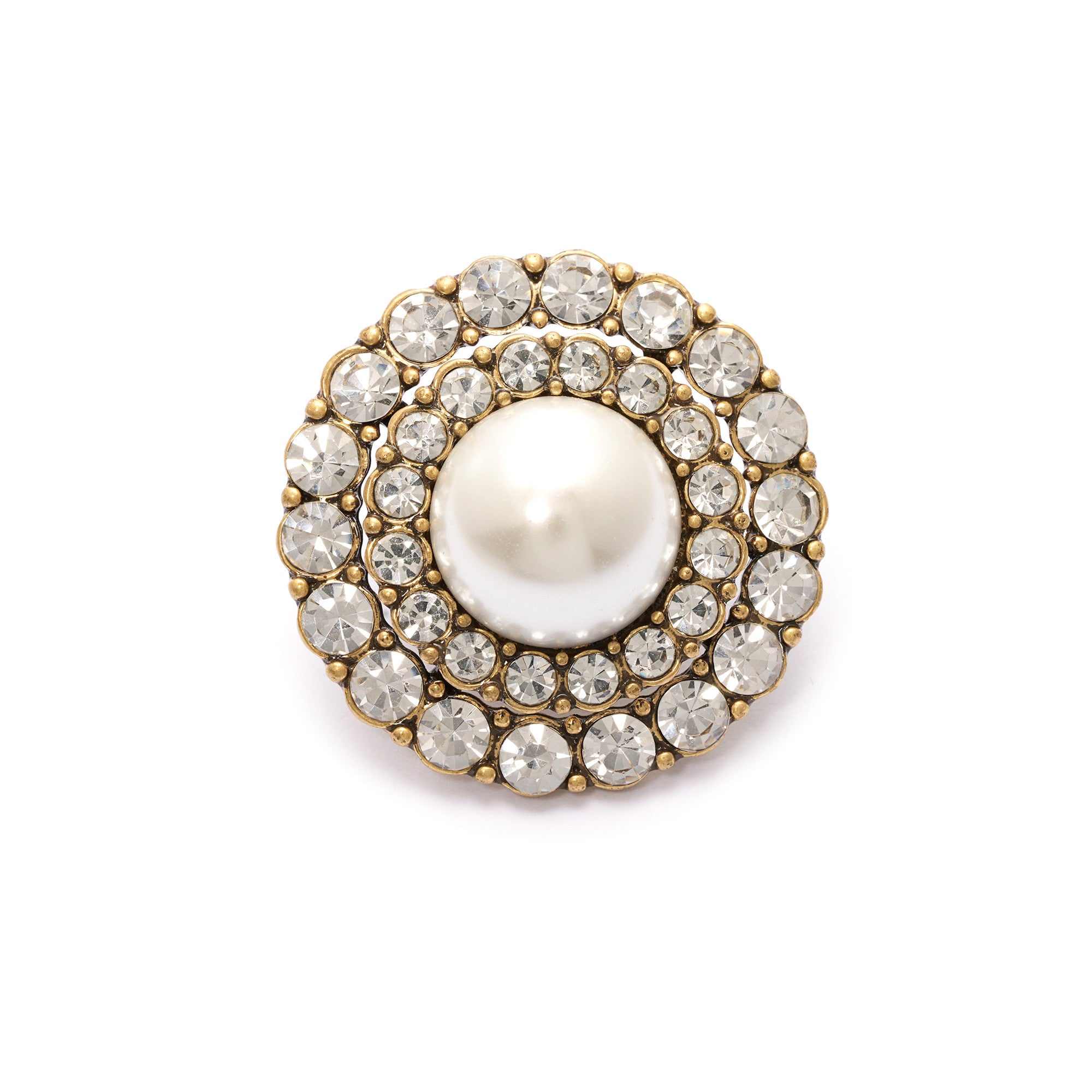 Brooch alloy crystal pearl Austrian rhinestone plated Russian gold