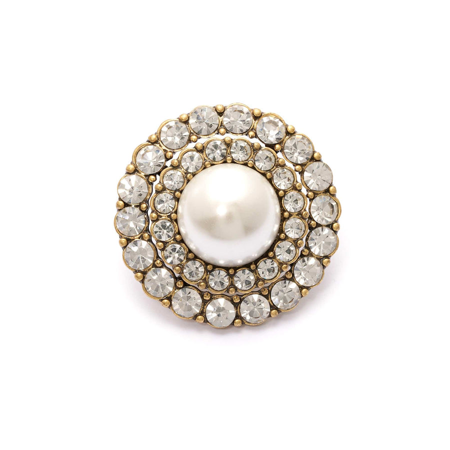 Elegant Brooch with crystal pearl, Austrian rhinestones and 18K gold-plated finish