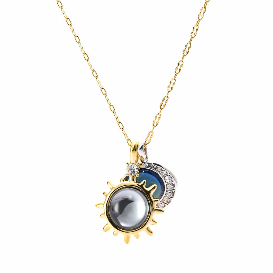Celestial Necklace with blue agate, crystals and 18K gold-plated finish