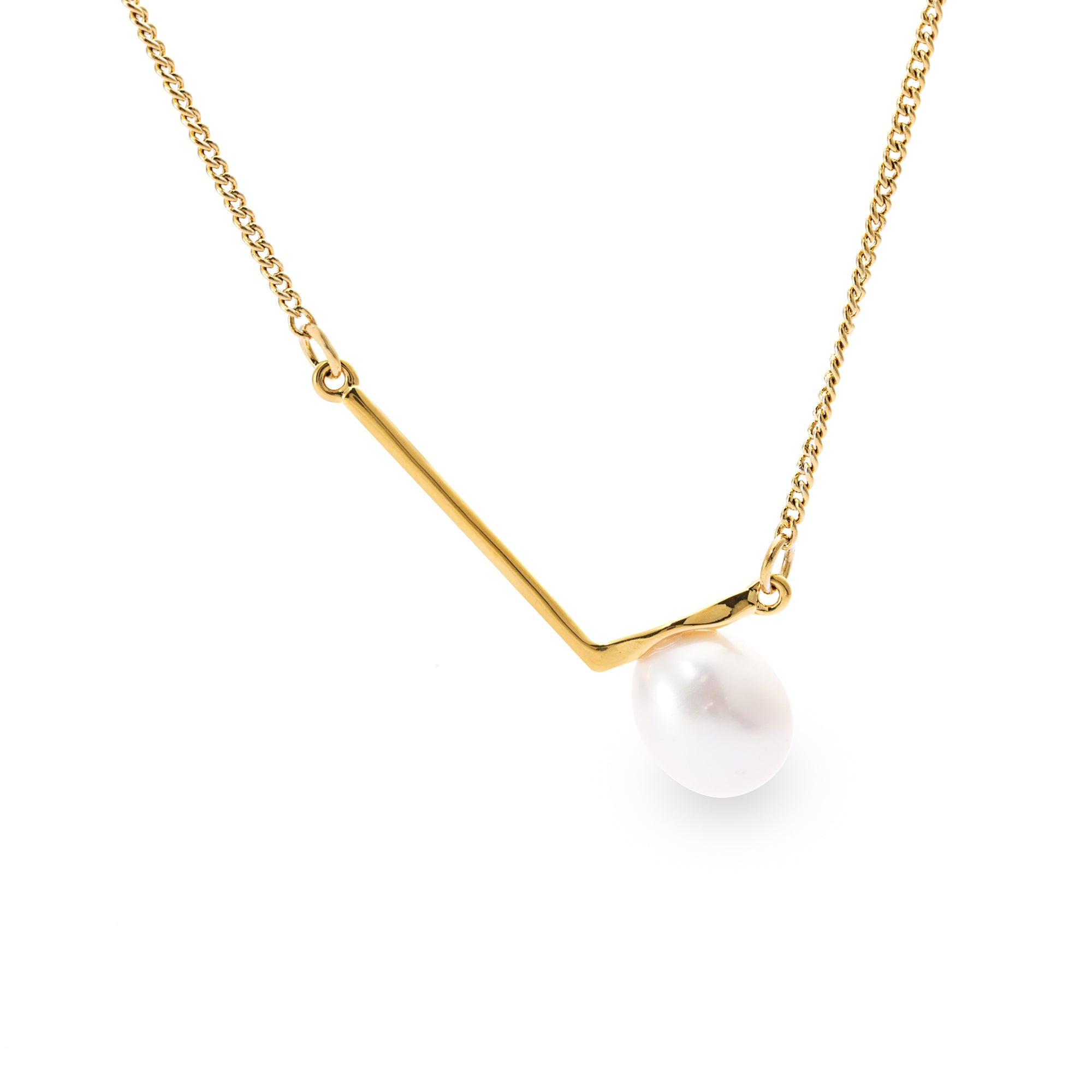 Baroque Pearl Necklace Brass Plated With Genuine Gold 