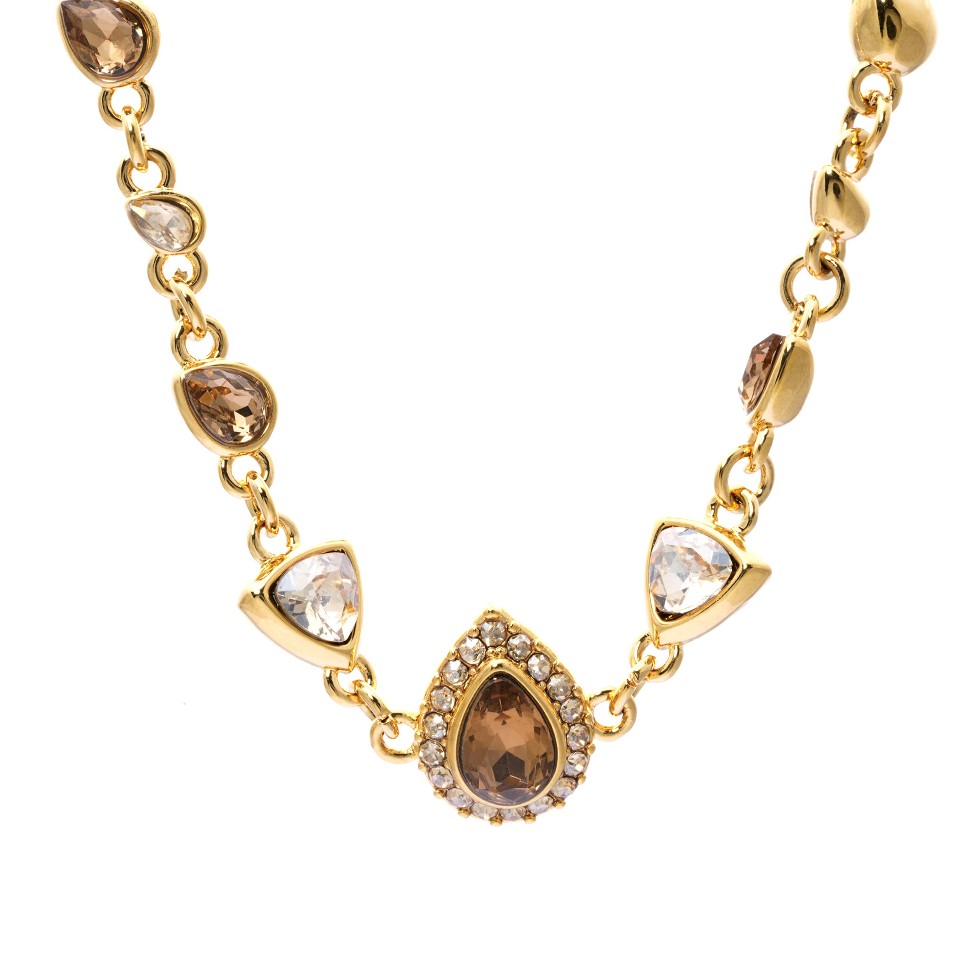 Brass Plated Necklaces,  Imported Crystal Pearls, Imported Austrian Rhinestones, Russian Genuines Gold